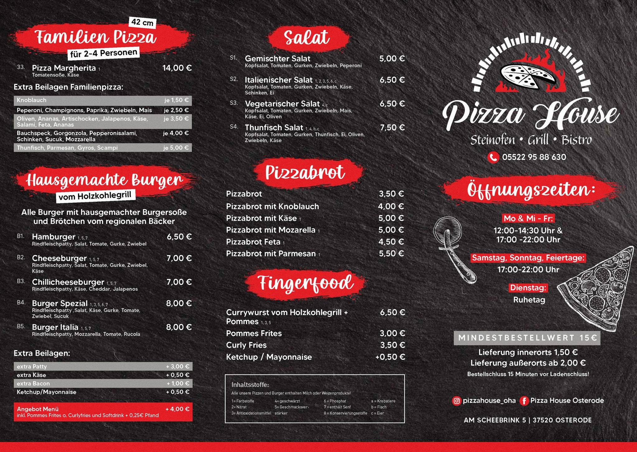 Меню Pizza House Osterode, Остероде Поиск картинок