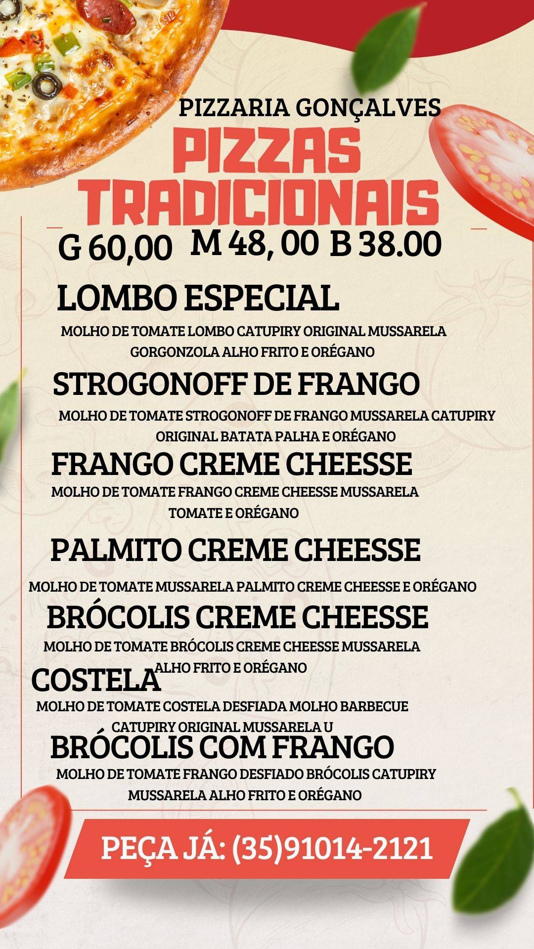 Pizzaria Gonçalves cardápio