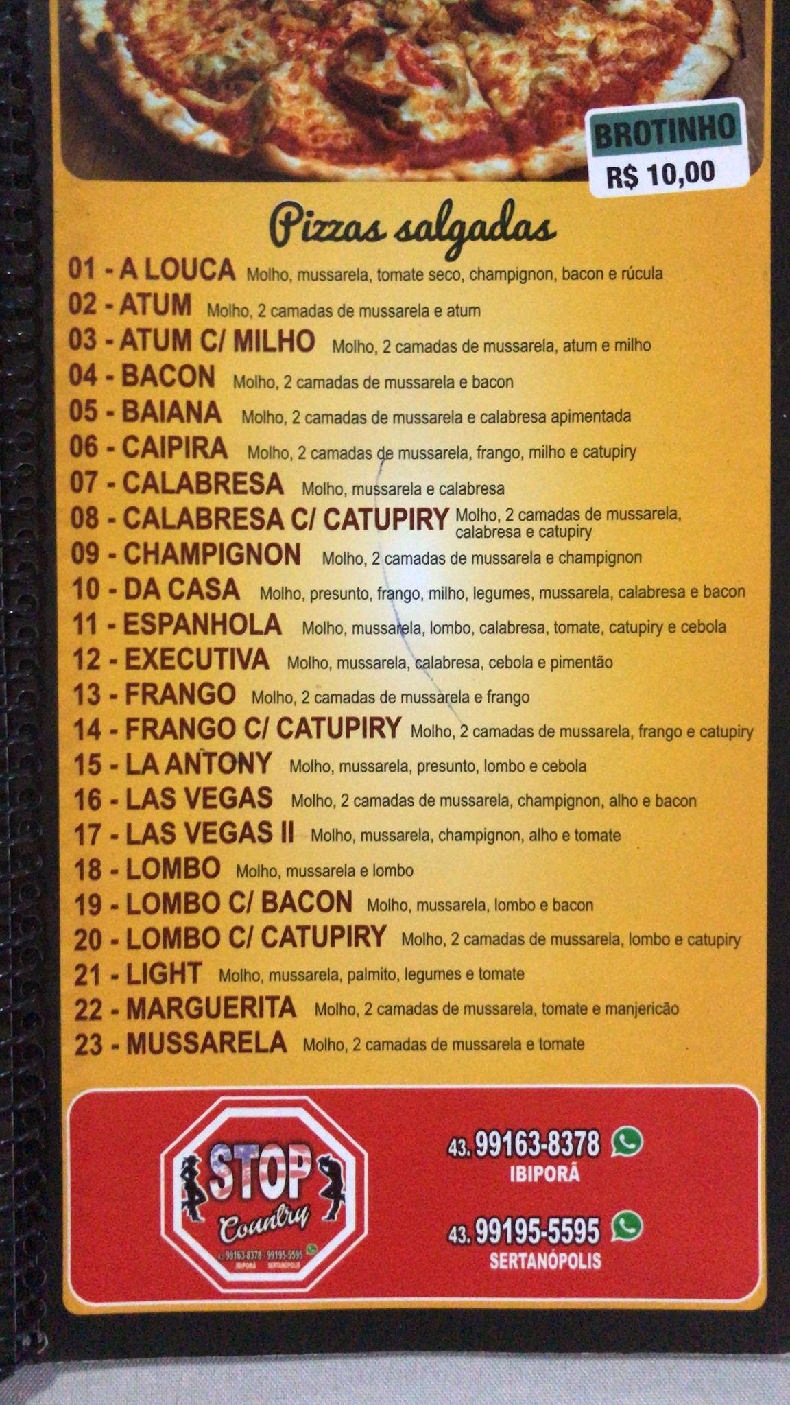 Pizzaria Las Vegas cardápio