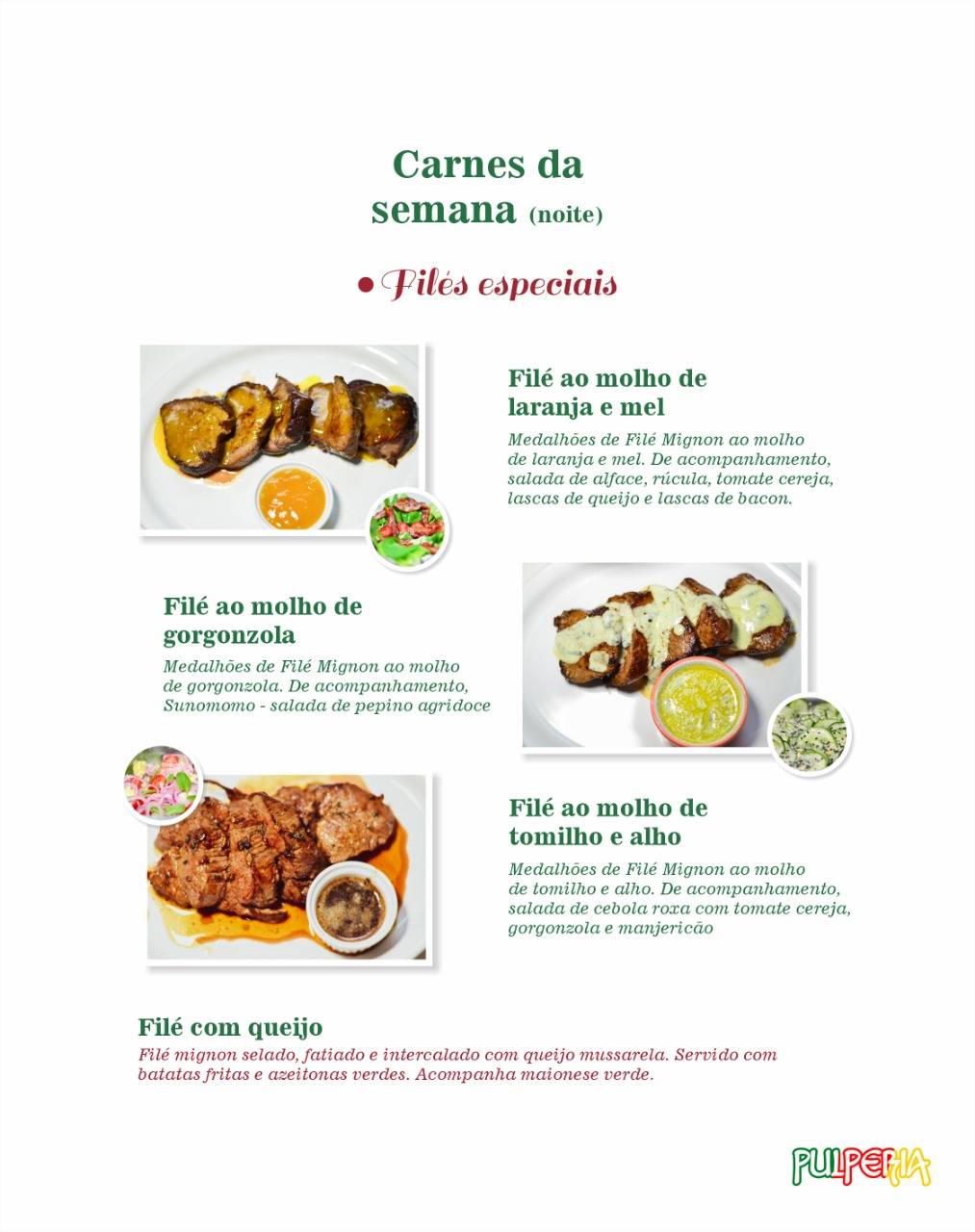 Restaurante, parrilla e pizzaria Pulperia cardápio