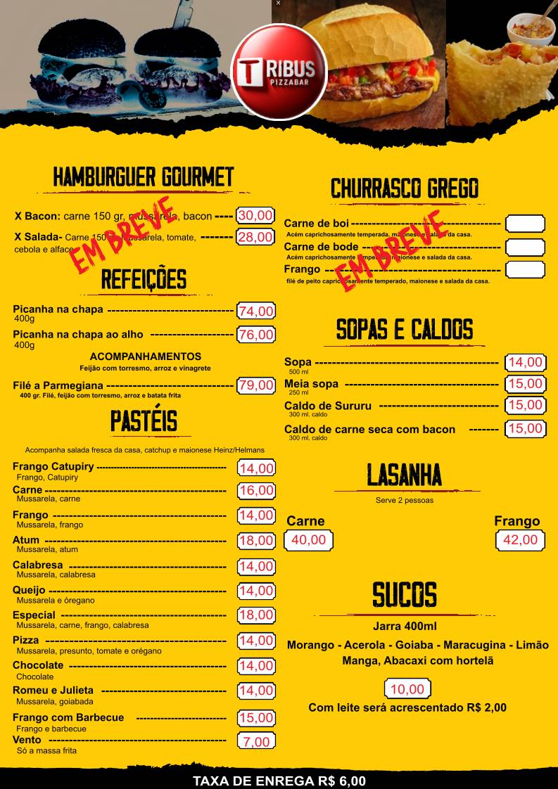 Pizzaria Tribus cardápio