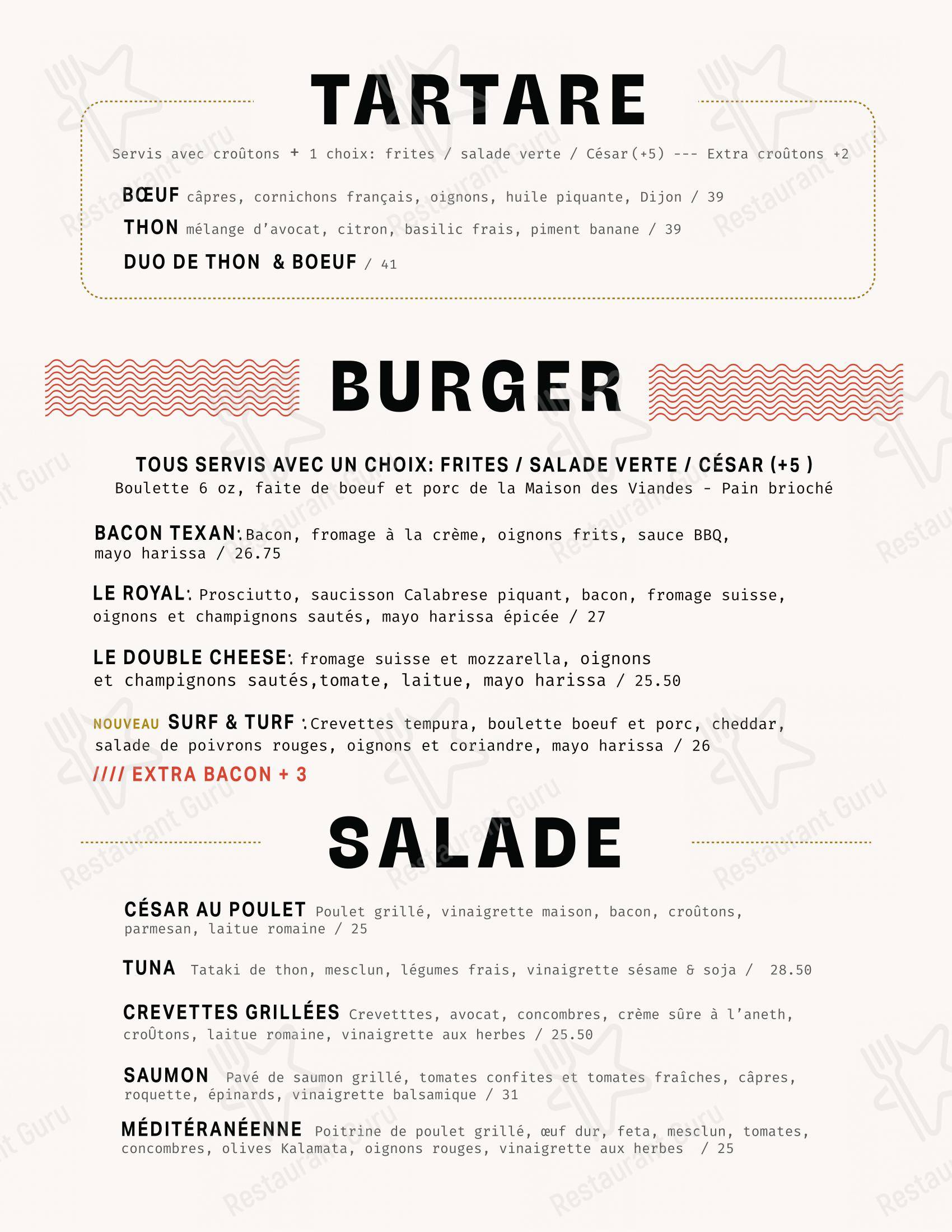 Menu pour Restaurant Pizzé - Menu bar
