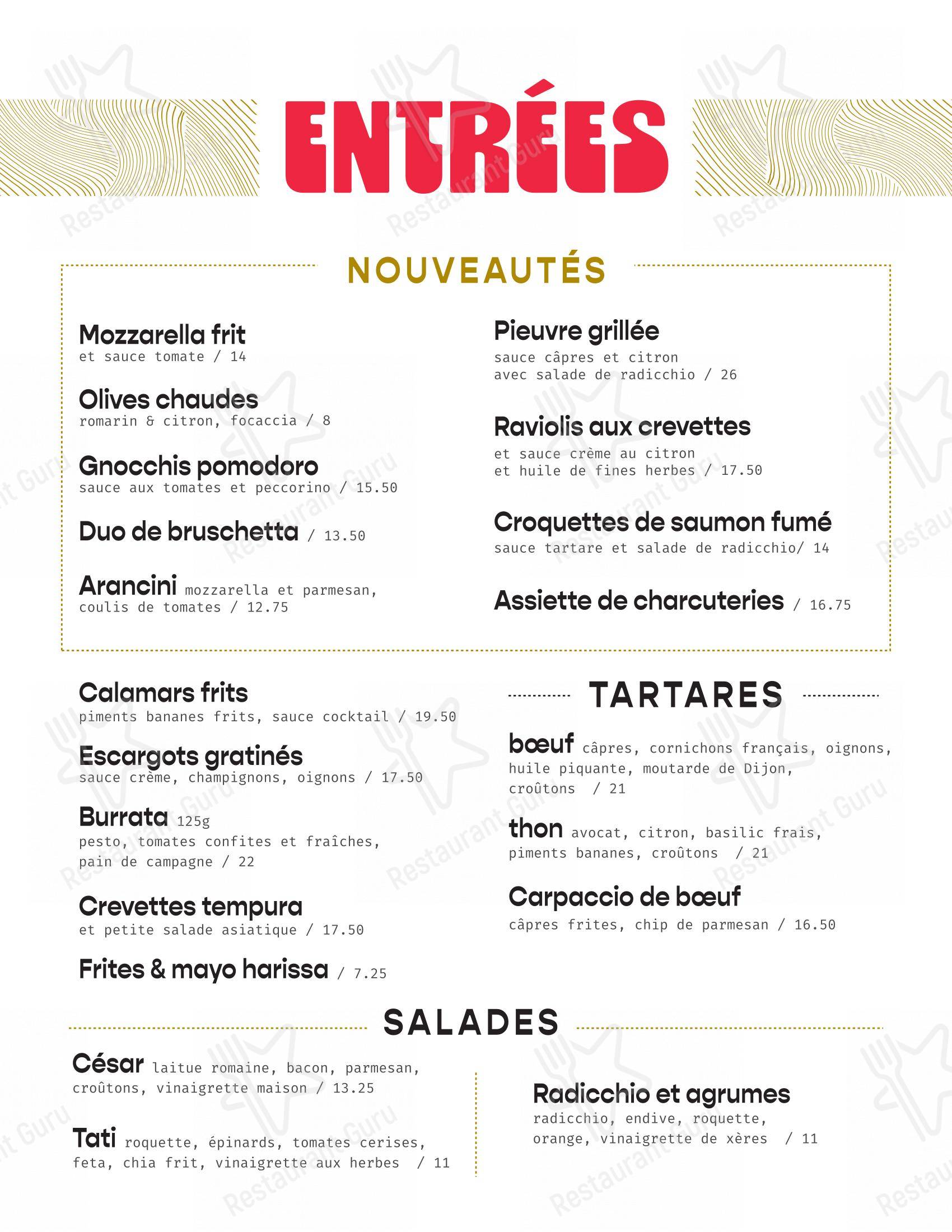 Menu pour Restaurant Pizzé restaurant à viande