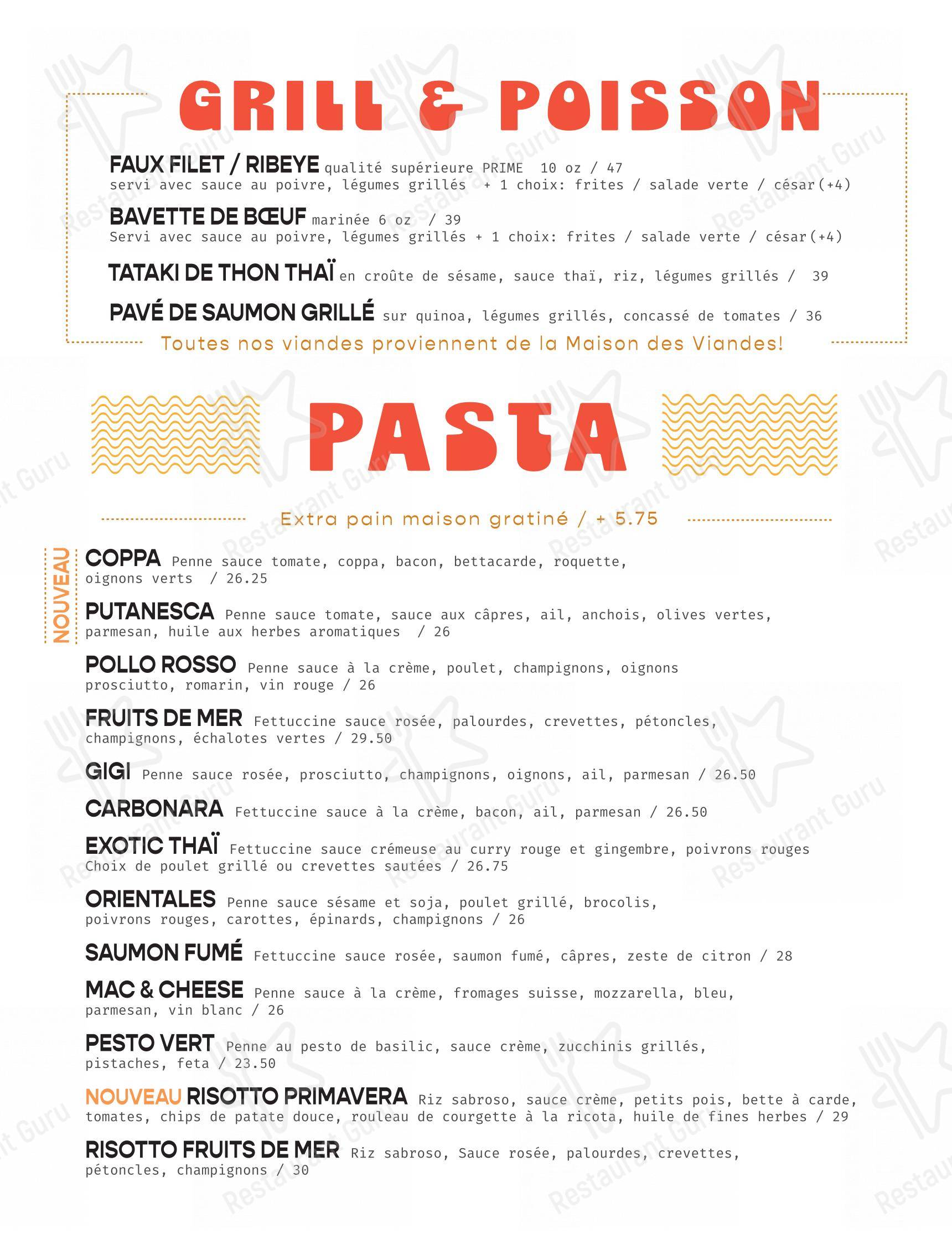 Menu pour Restaurant Pizzé dans Rouyn-Noranda