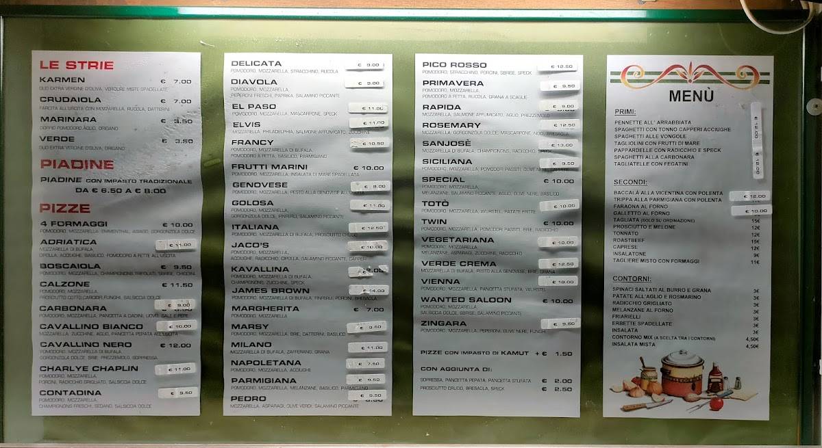 Menu di Pizzeria Wanted Saloon 