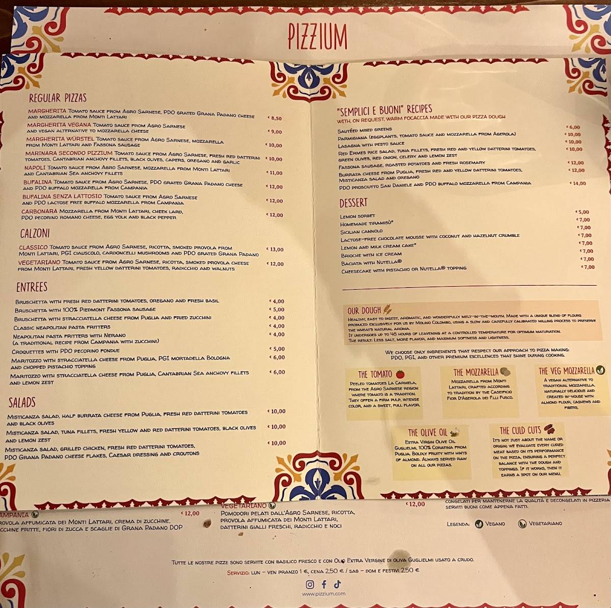 Menu di Pizzium - Torino Duchessa Jolanda 