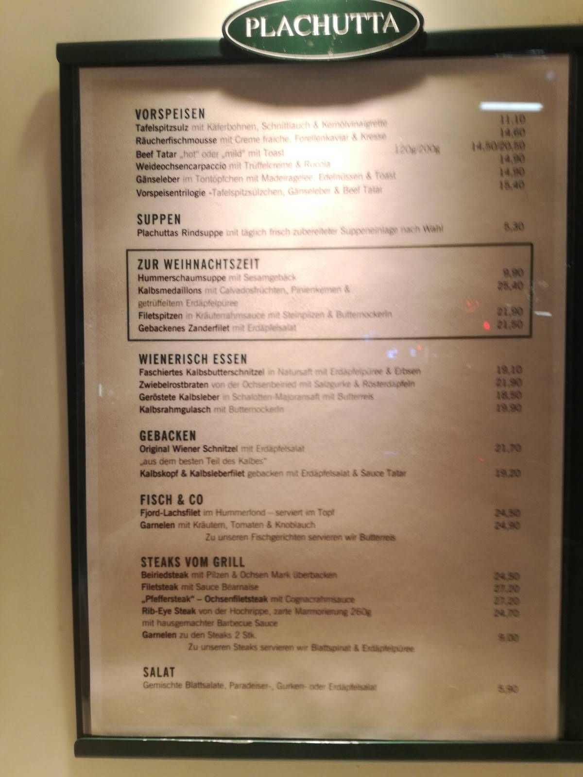 Speisekarte von Plachutta Nussdorf restaurant, Wien, Heiligenstädter ...