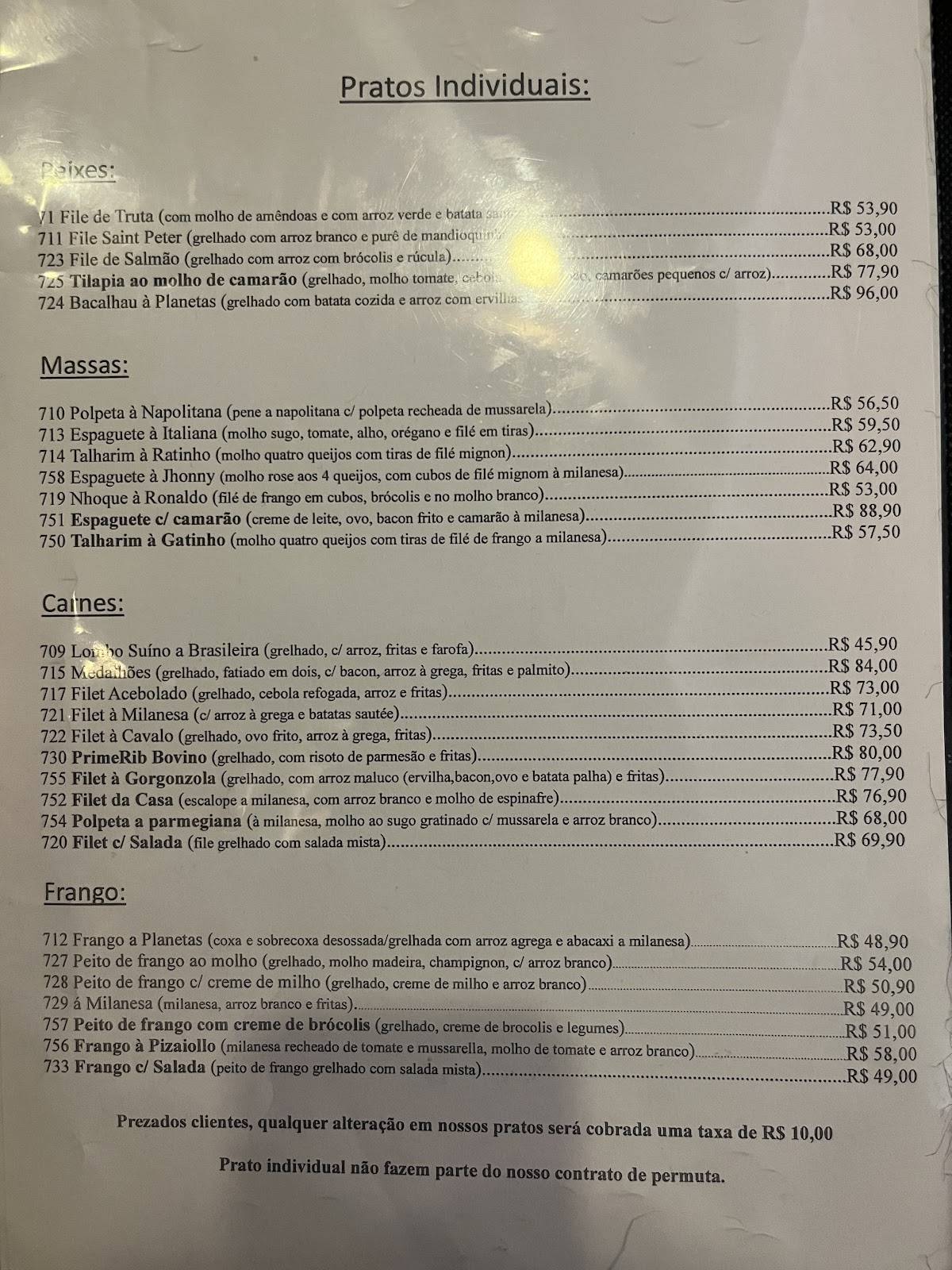 Planeta's Restaurante cardápio