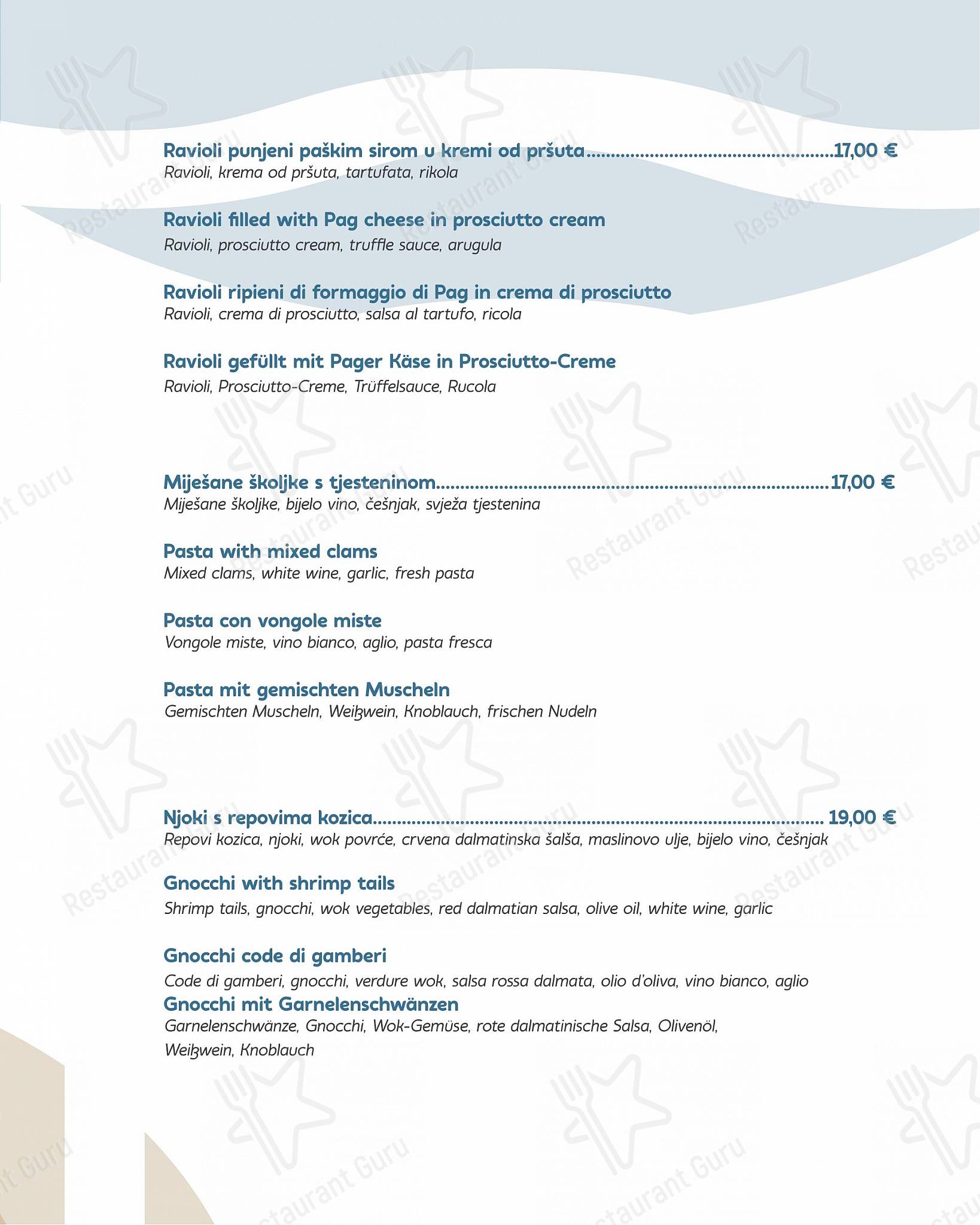 Menu di Ponte Blu 