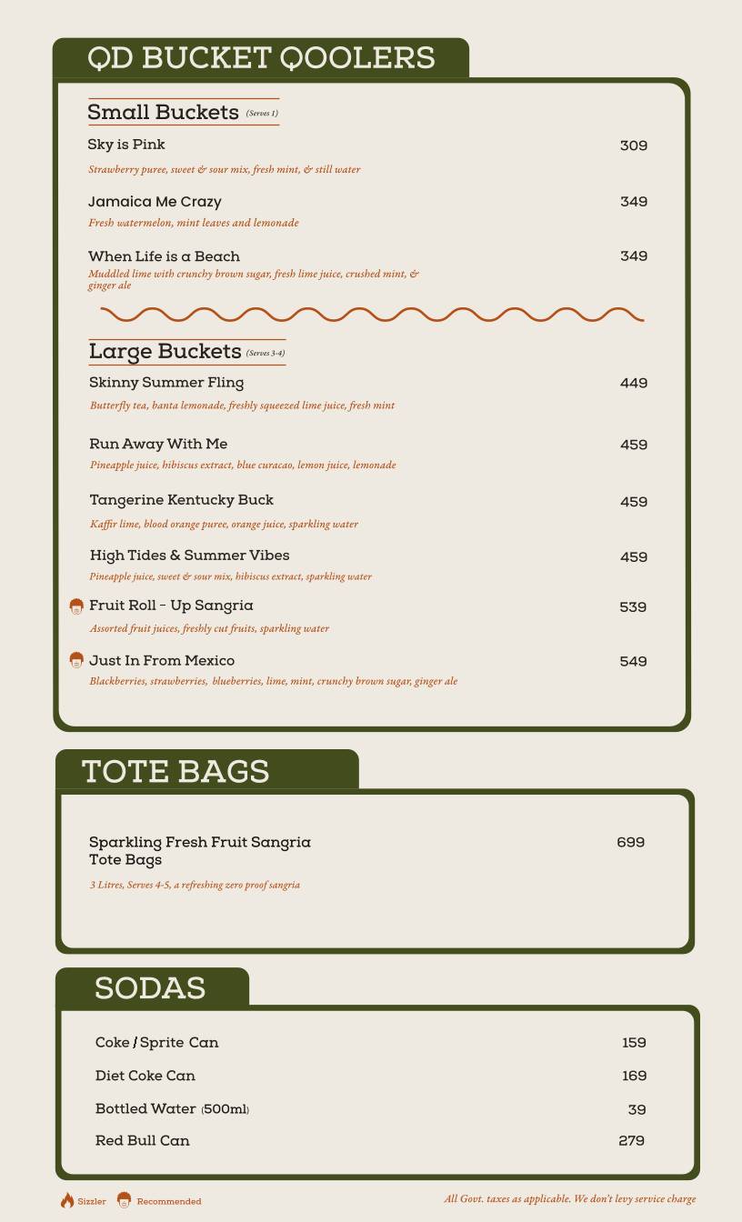 QD Restaurant menu