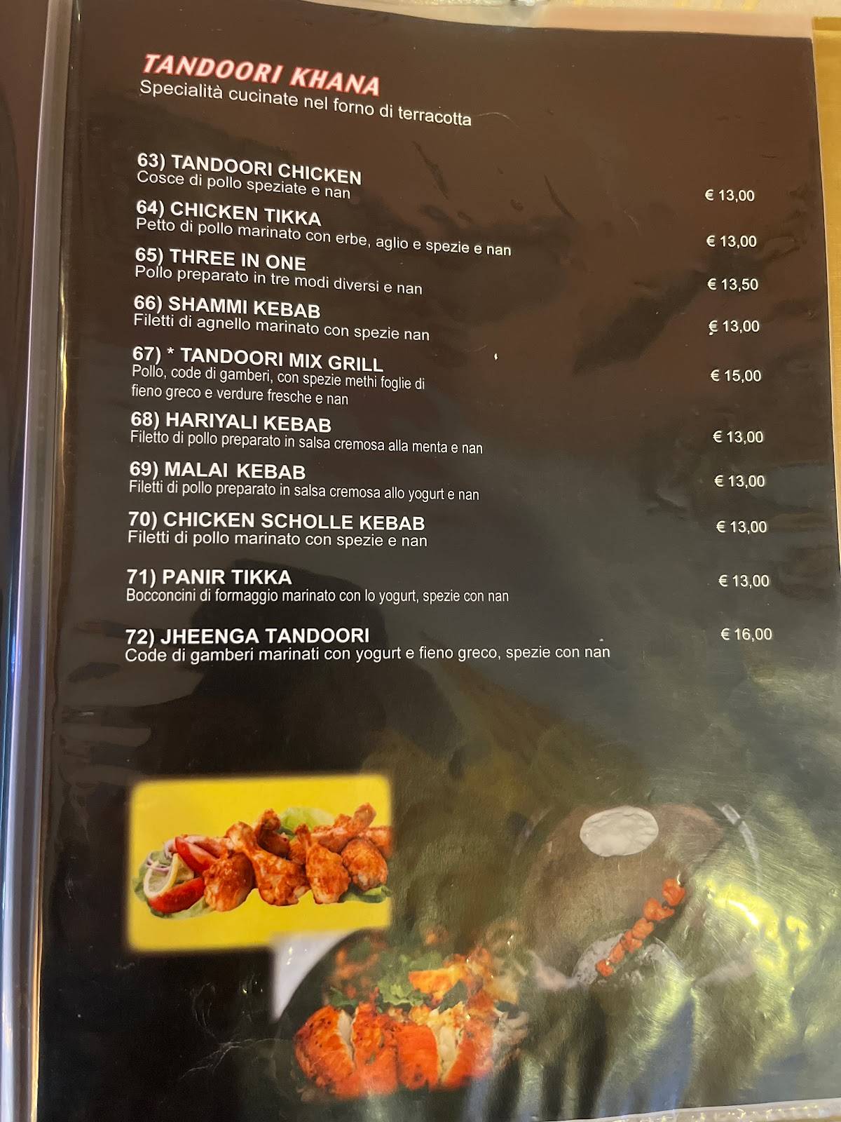 Menu di Ristorante Indiano 