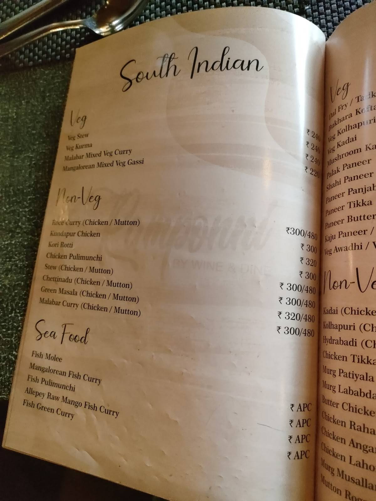 Ramponni by Wine And Dine Family Restaurant menu