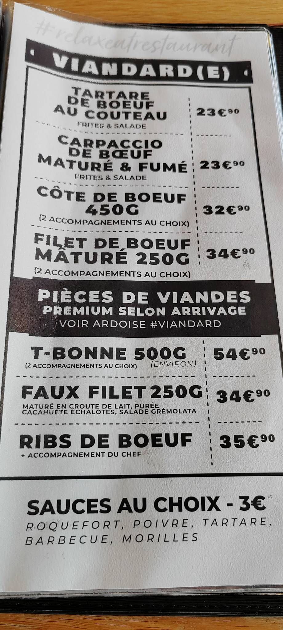 Menu de Relax'Eat