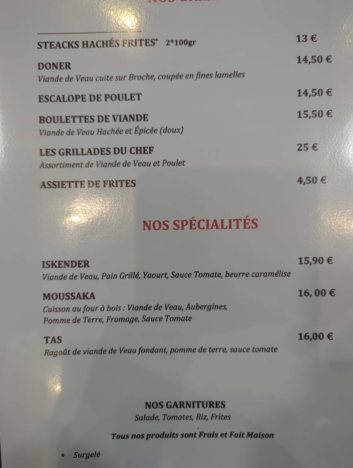 Menu de Restaurant Antalya