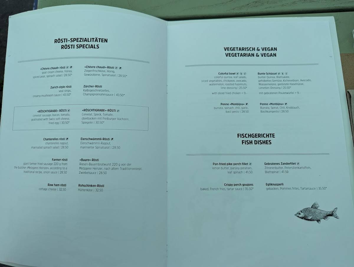 Menu di Restaurant Röschtigrabe 