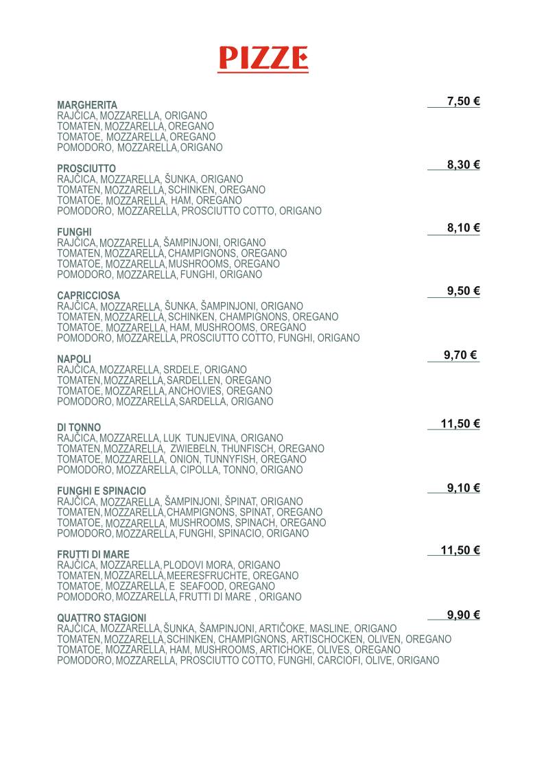 Menu di Restaurant da Giovanni MEDULIN 