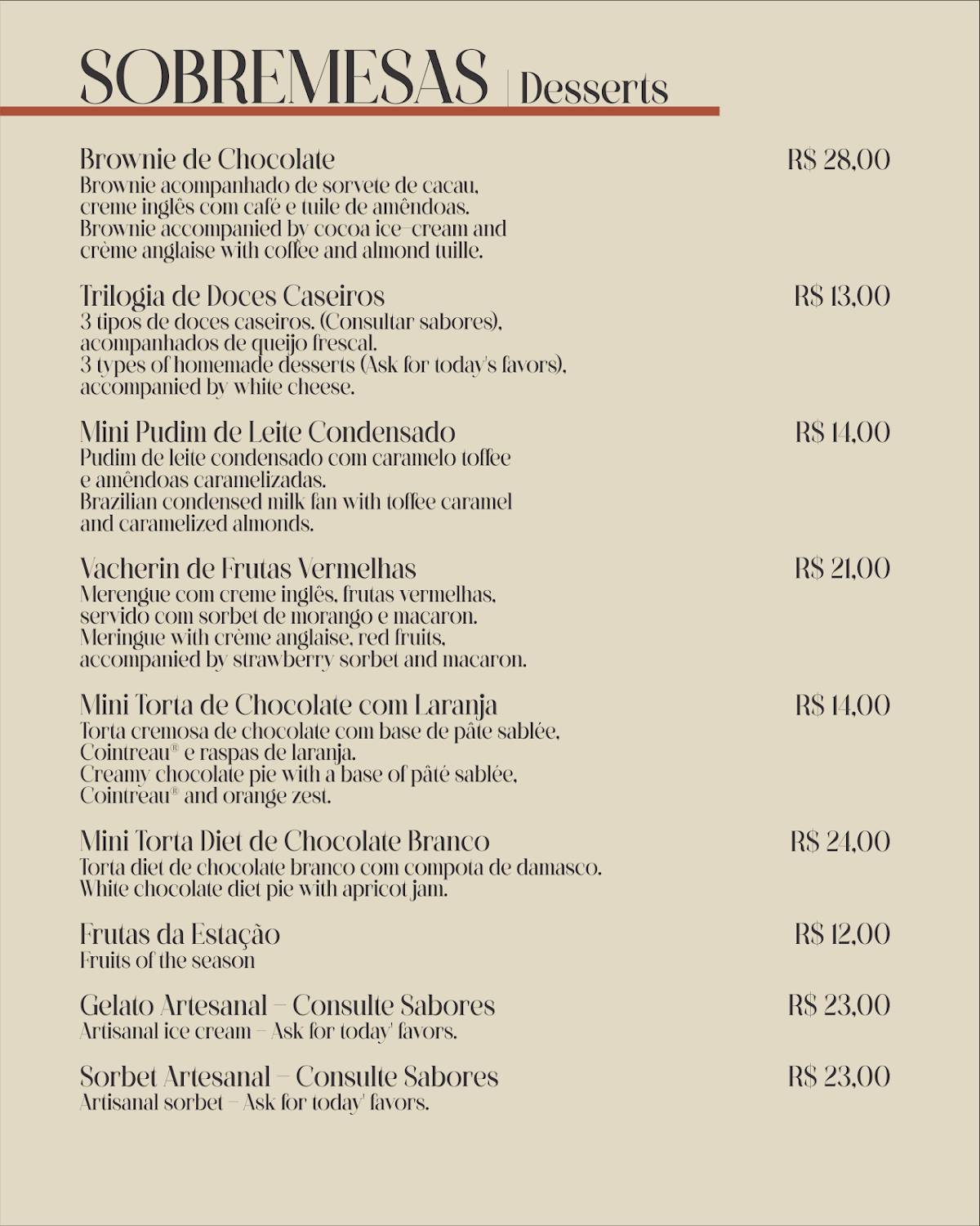 Restaurante Di Cavalcanti cardápio