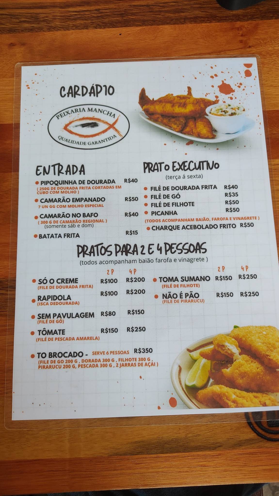 Restaurante Peixaria Mancha cardápio