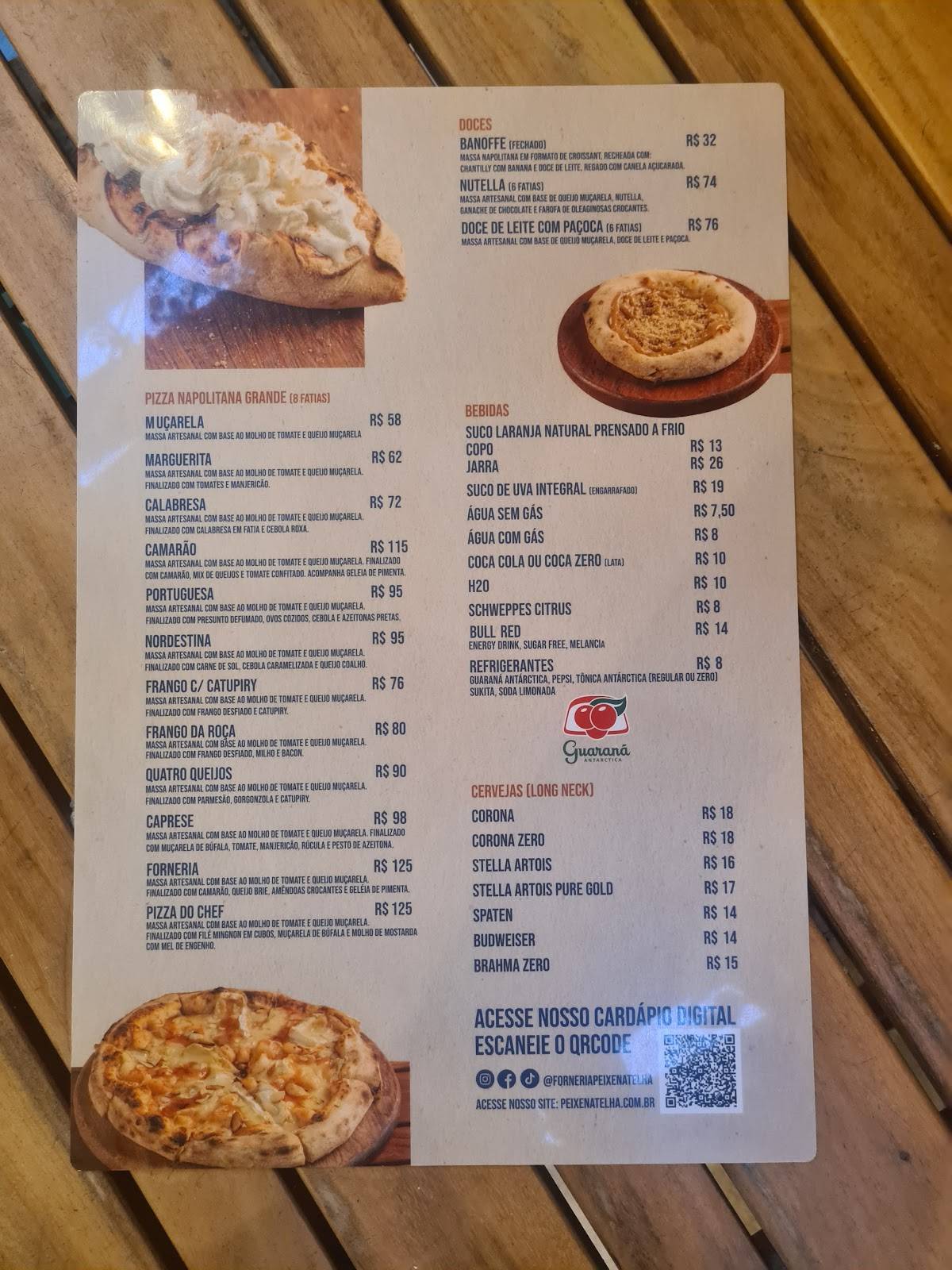 Restaurante Peixe na Telha cardápio