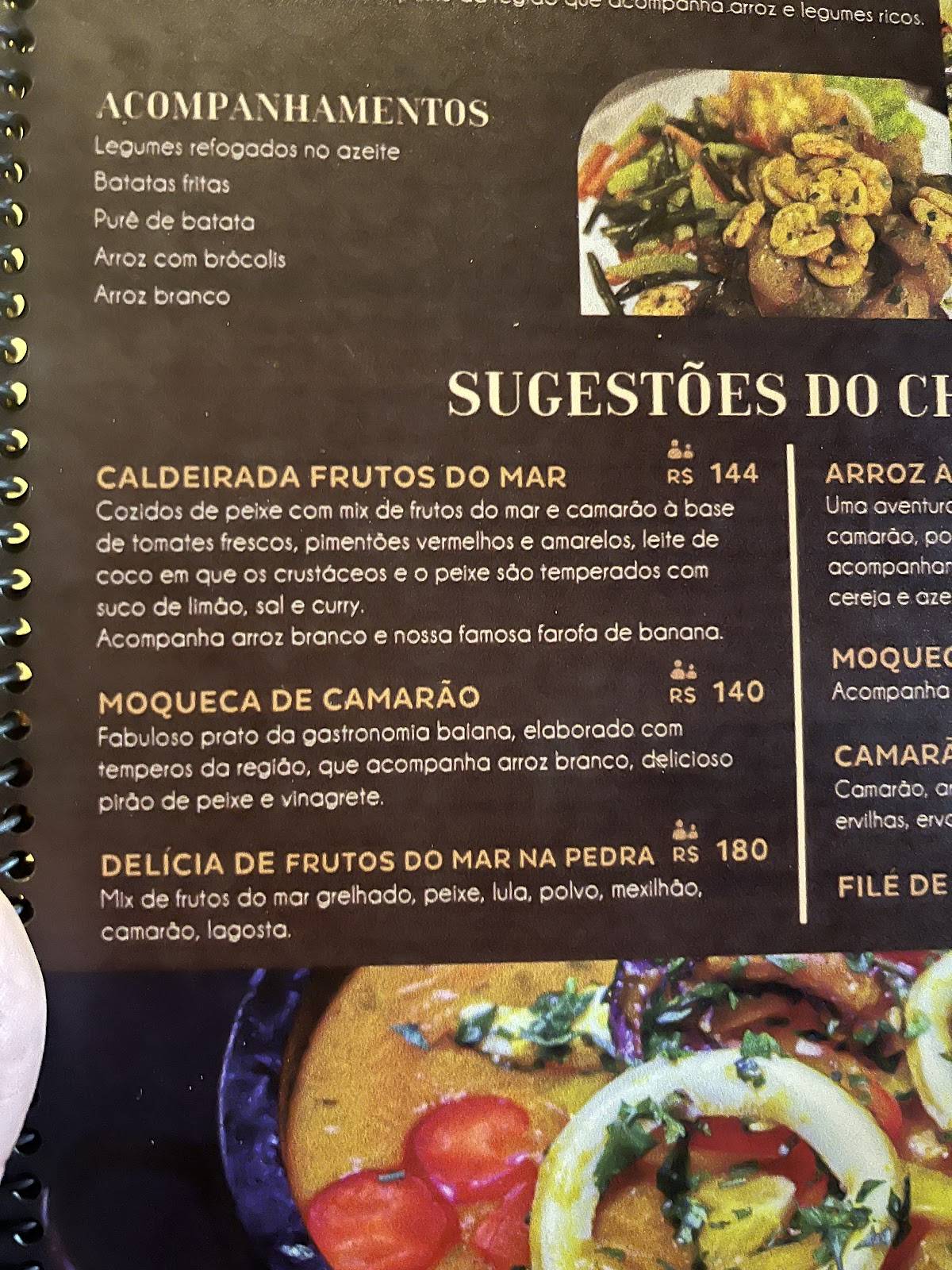 Restaurante Toca do Camarão - Porto Seguro Bahia cardápio