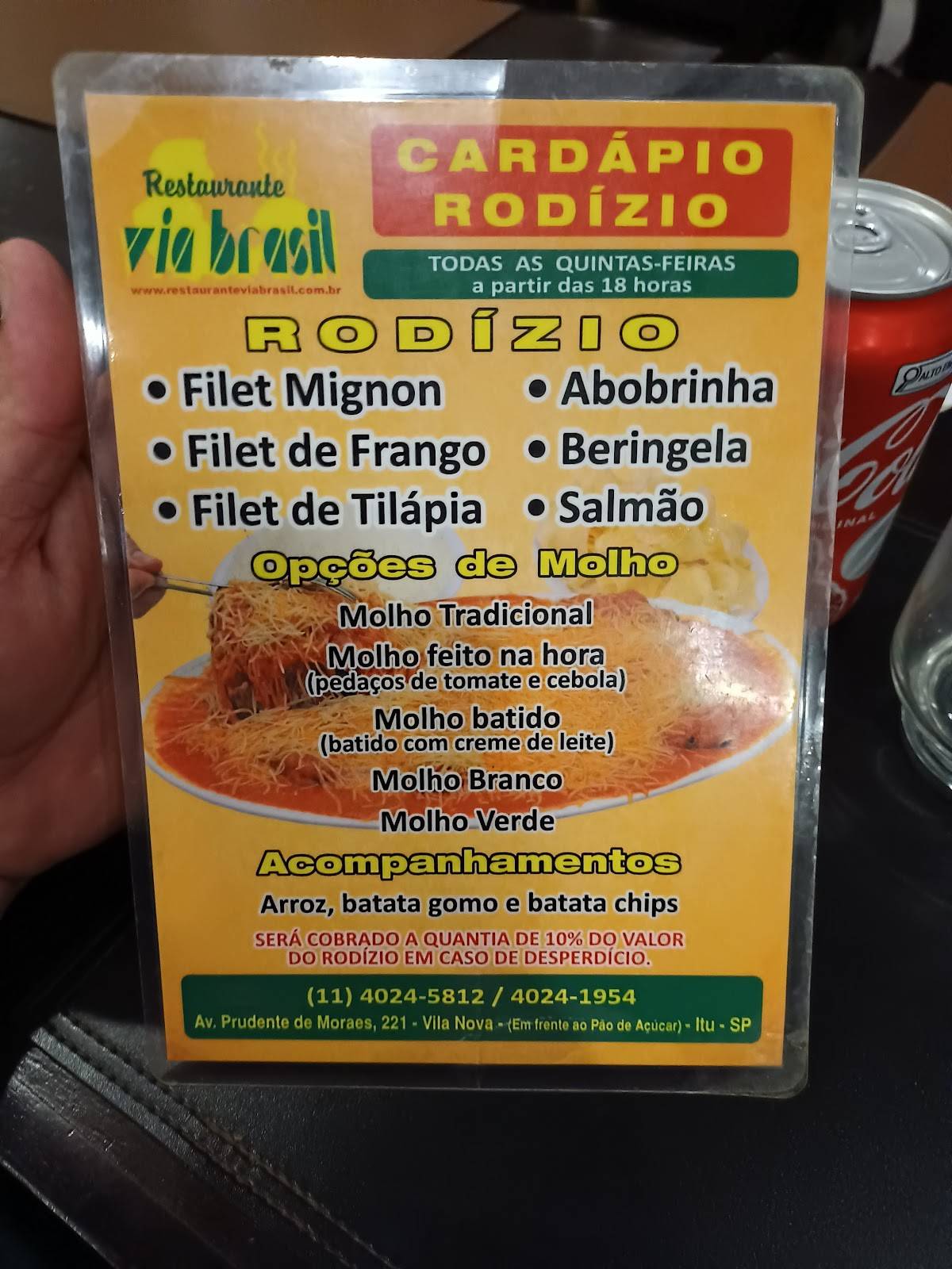 Restaurante Via Brasil - Itu cardápio