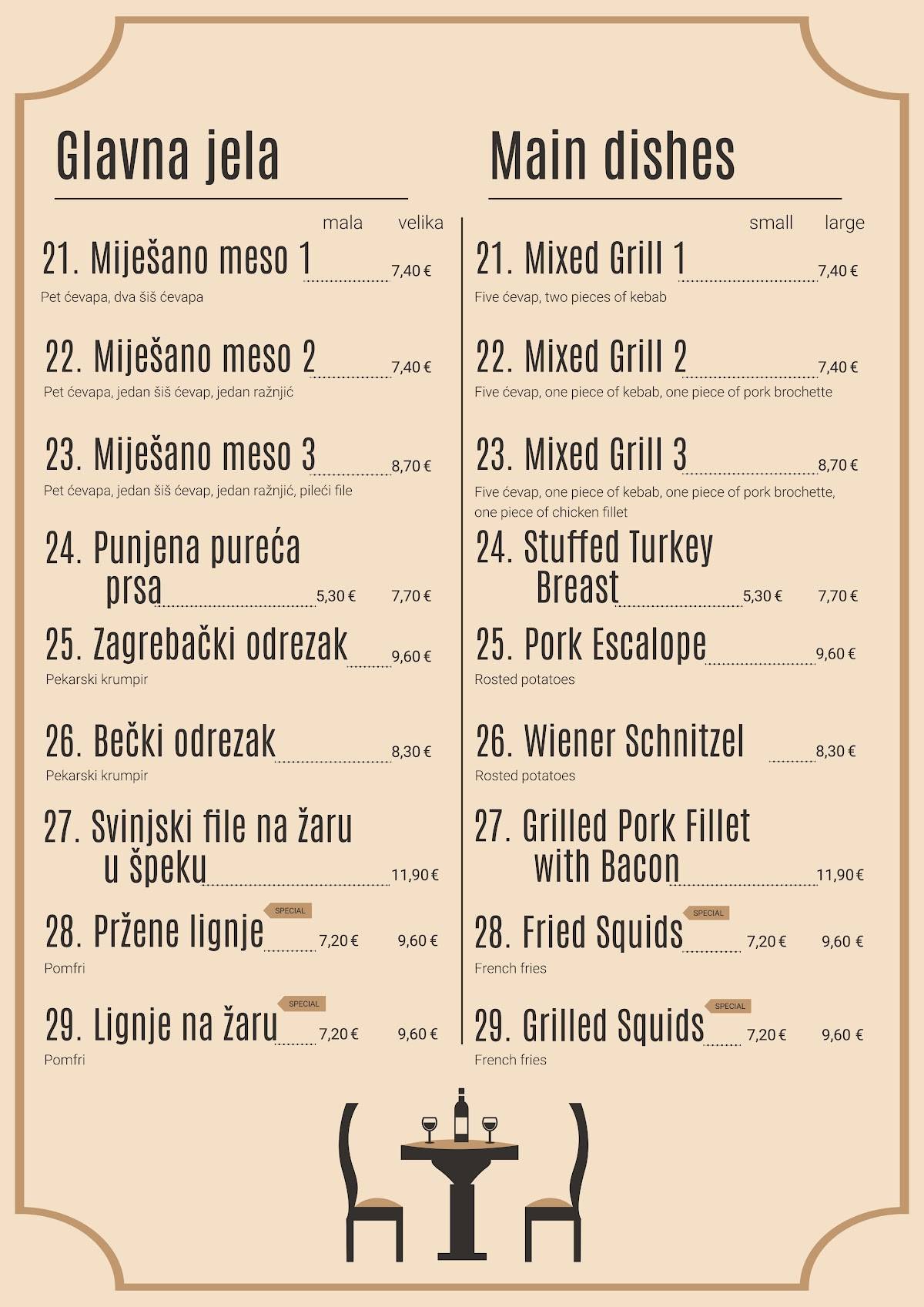 Menu di Restoran i catering Ben-Mar 