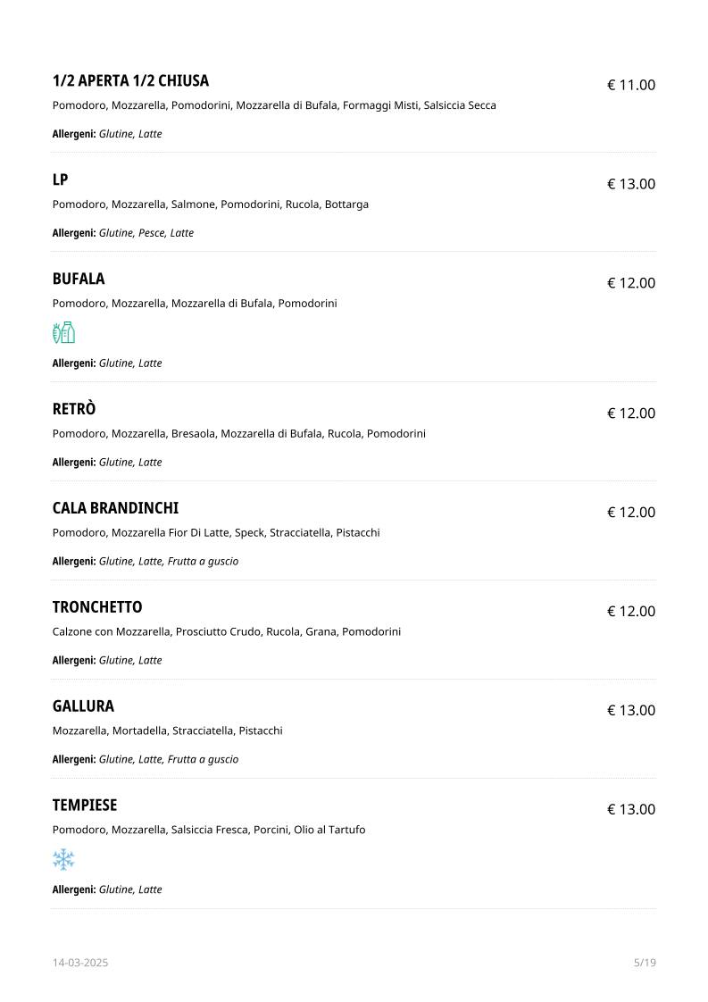 Menu di Retrò Pizzeria Olbia 