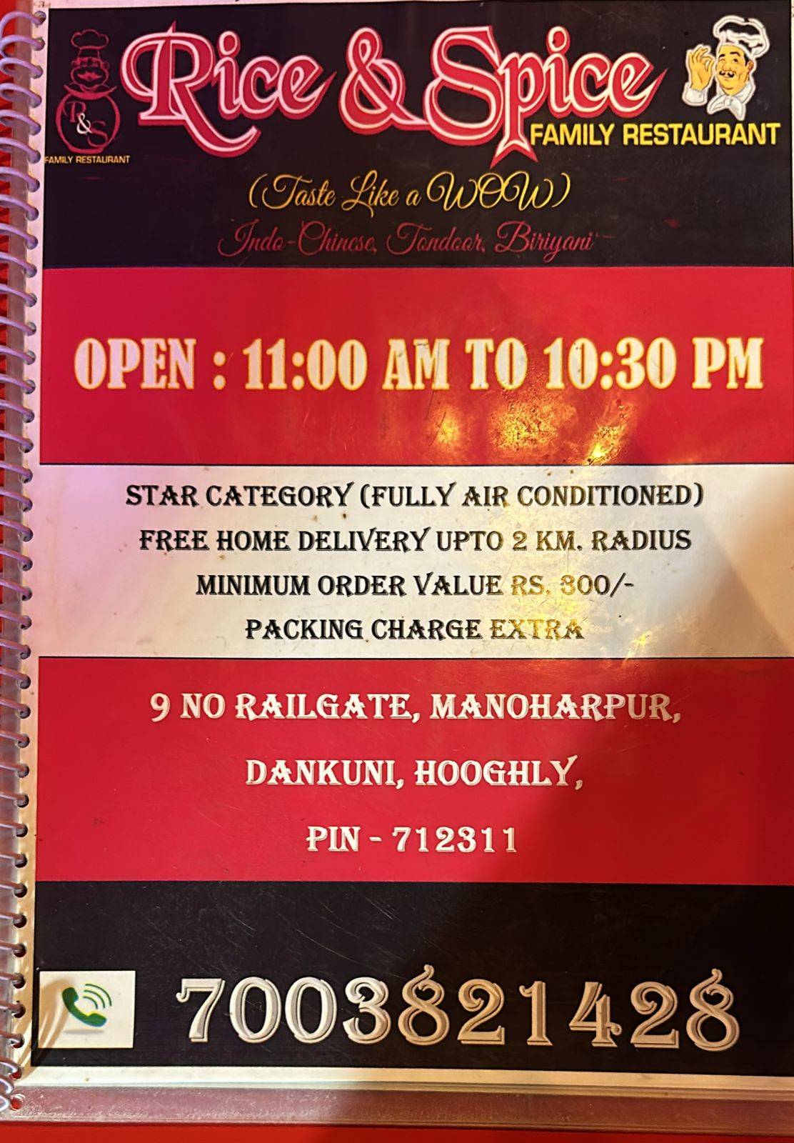 Rice&spice menu