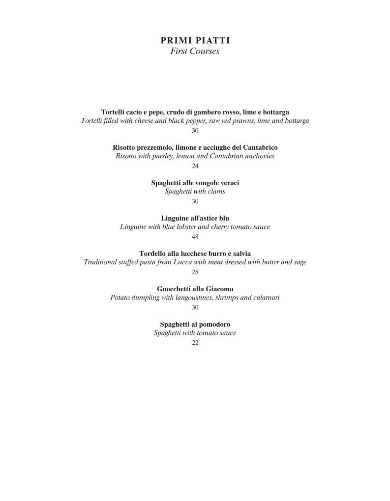 Menu di Da Giacomo 