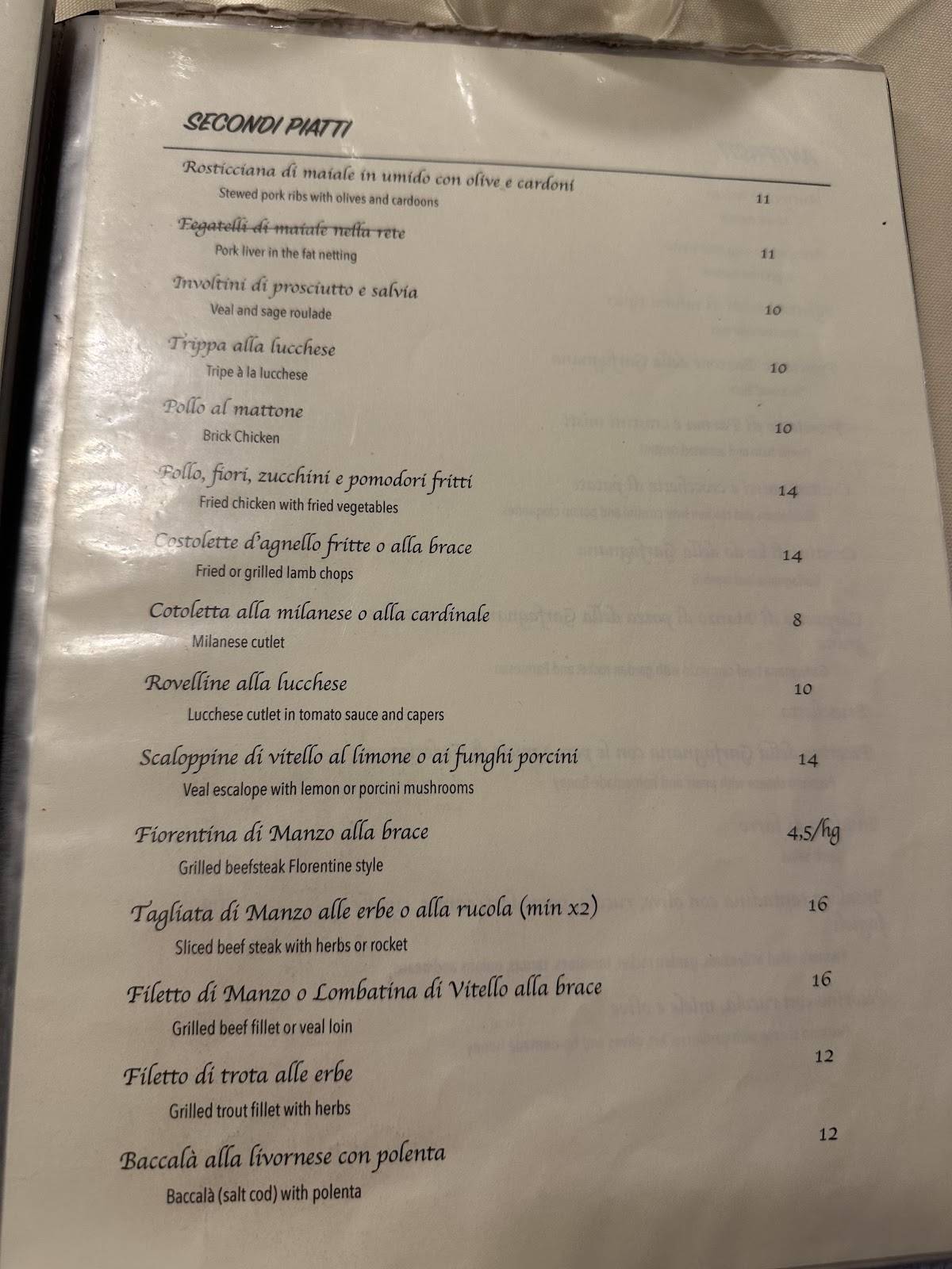 Menu di Ristorante Erasmo 