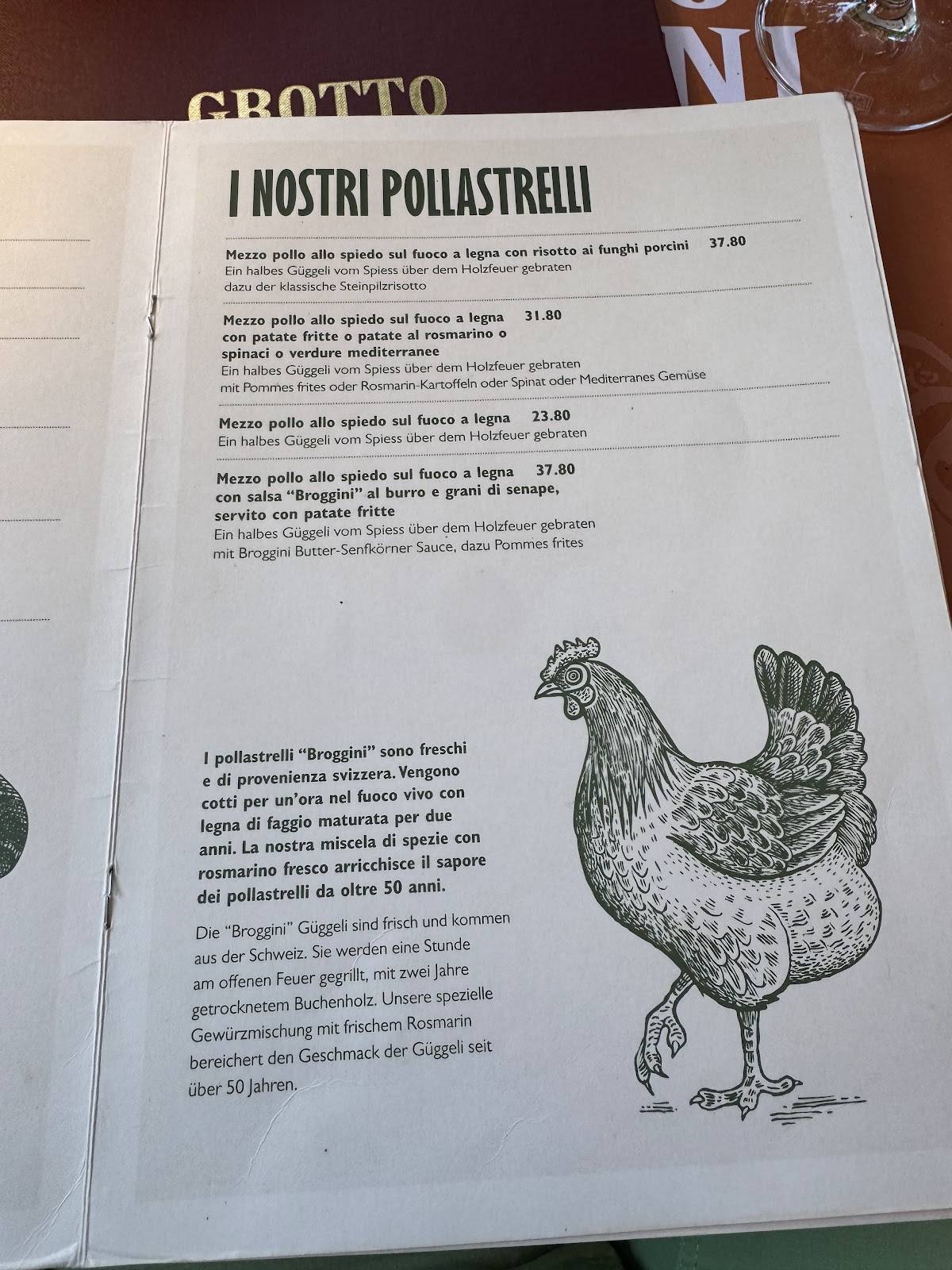 Menu di Ristorante Grotto Broggini 