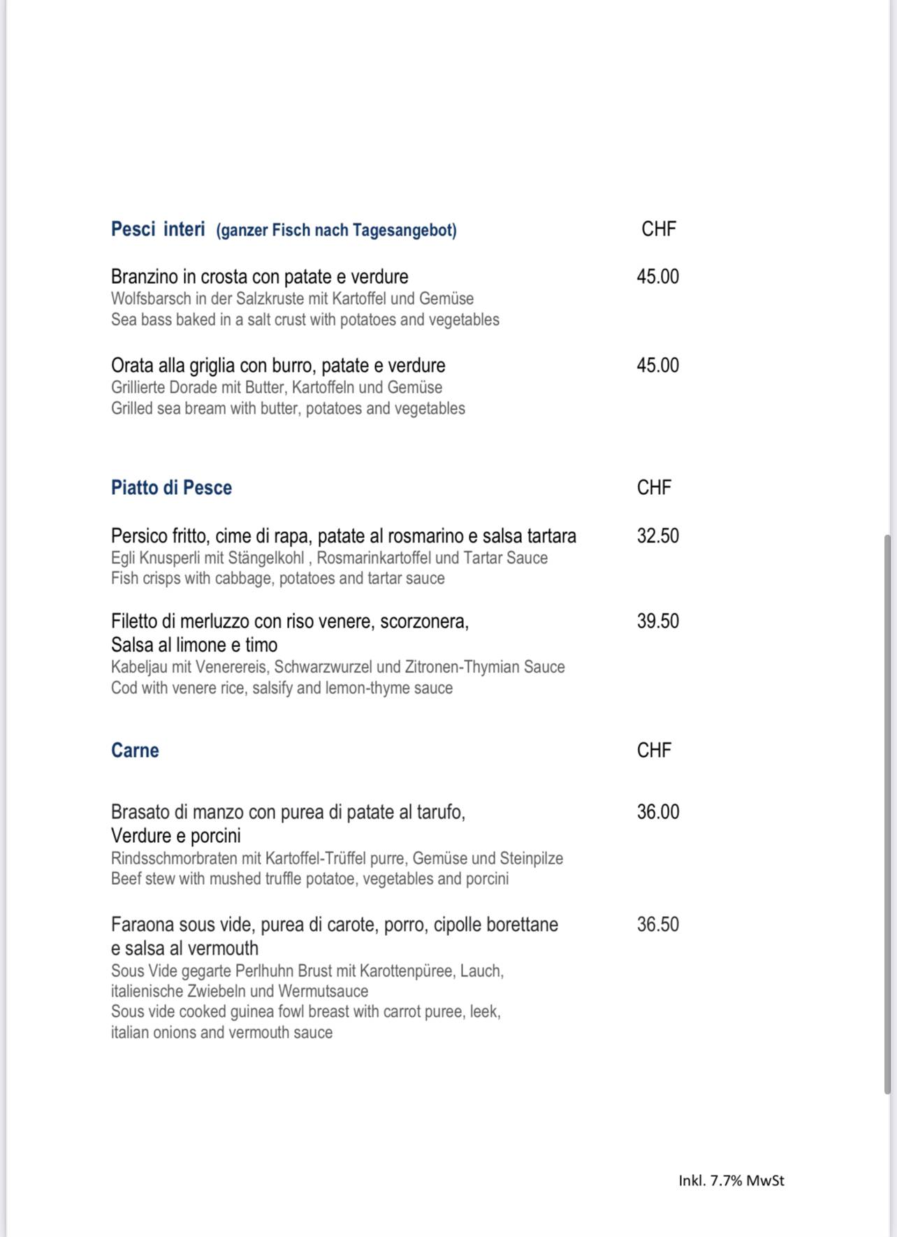 Menu di Ristorante Lungomare 