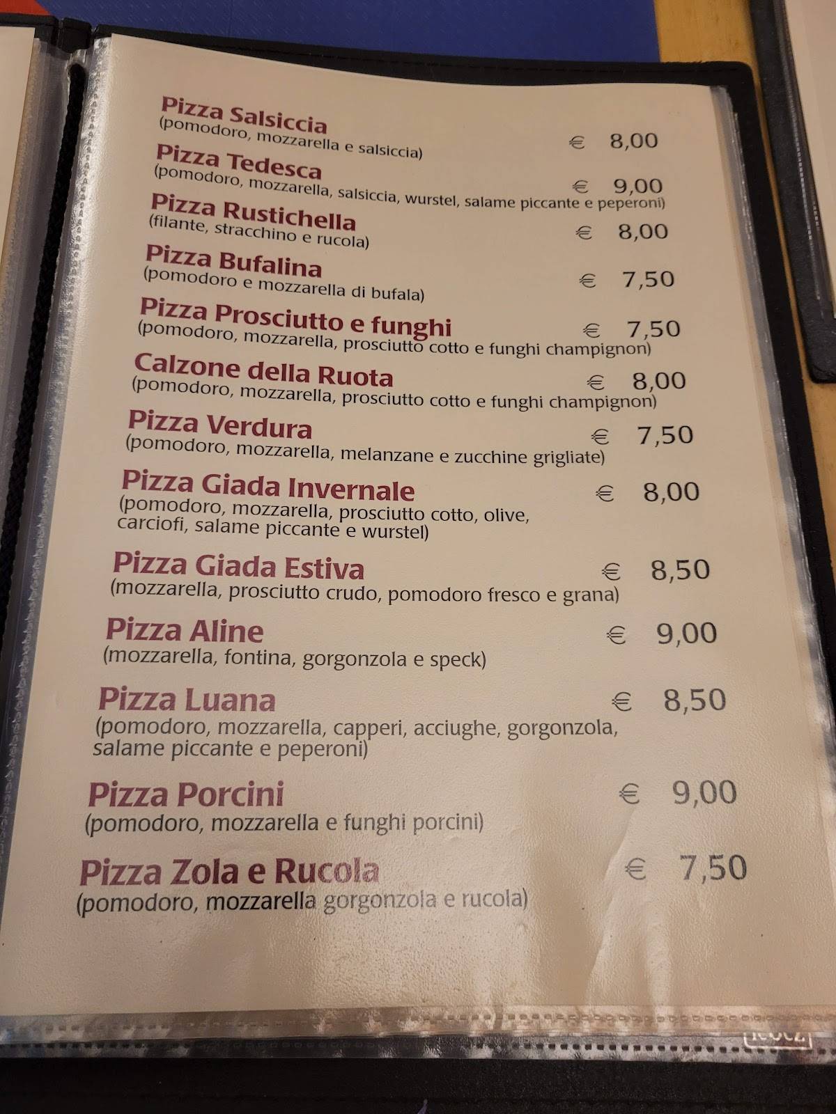 Menu di Ristorante Pizzeria Bar La Ruota 