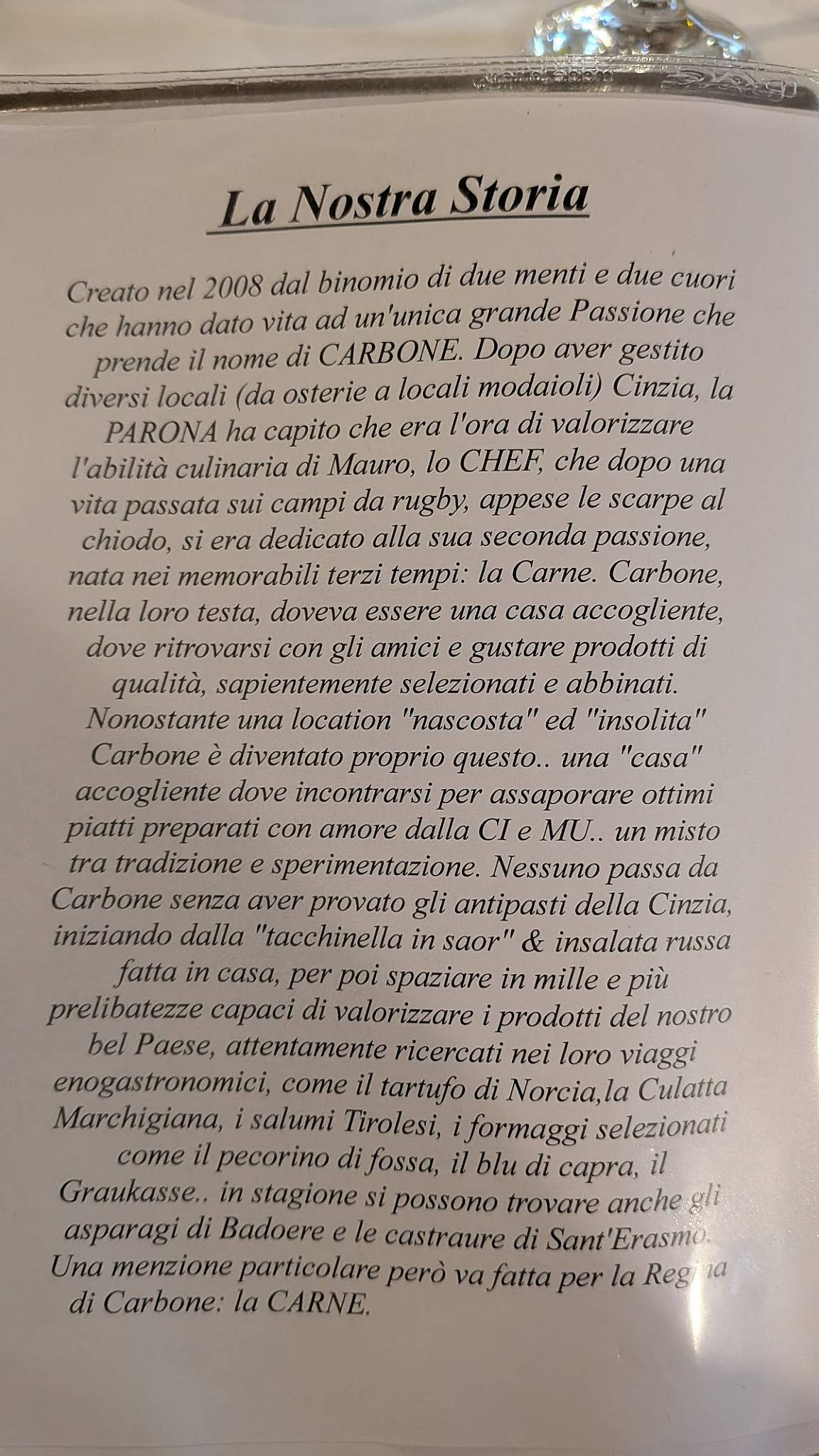 Menu di Ristorantino Carbone 