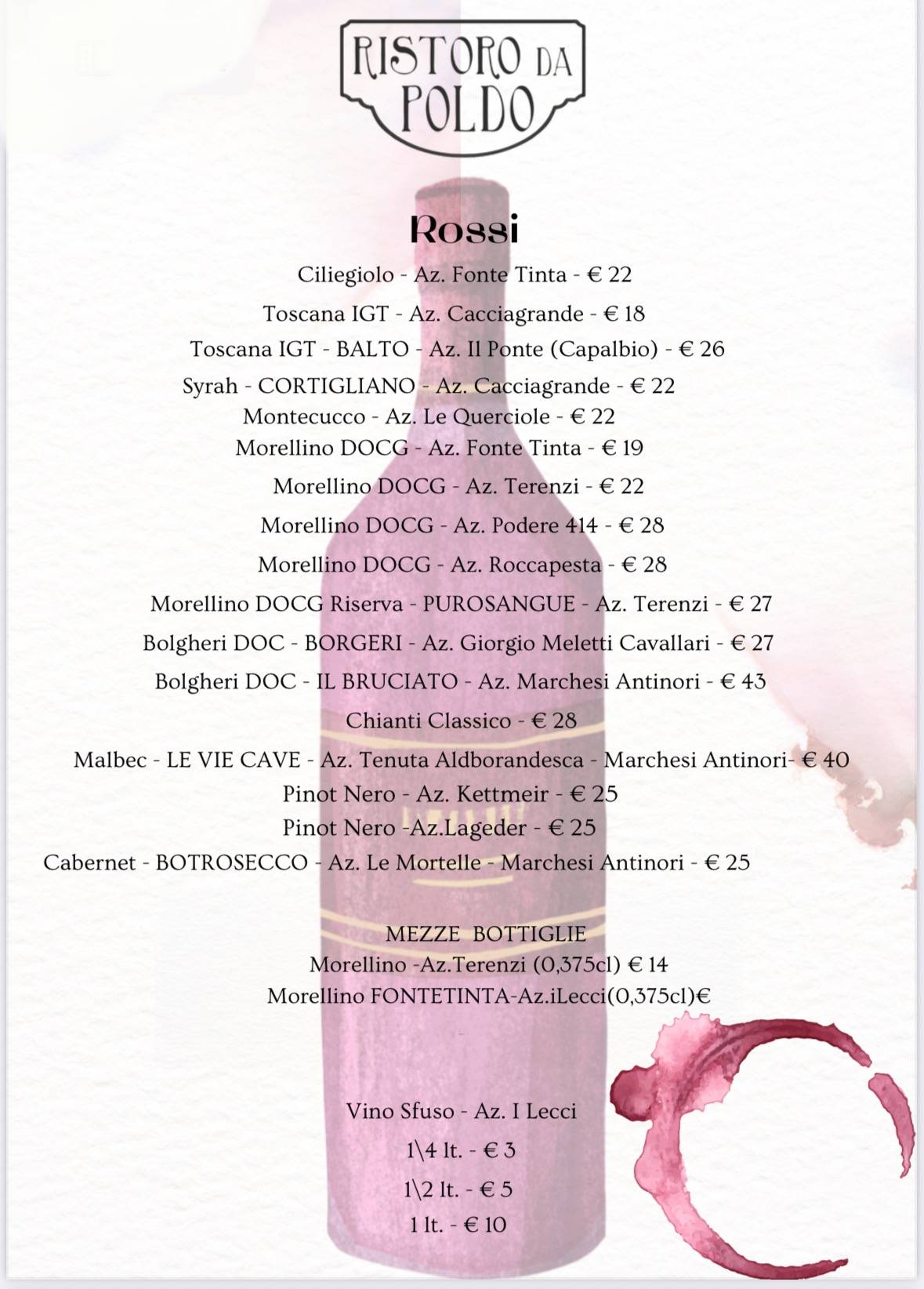 Menu di Ristoro Da Poldo