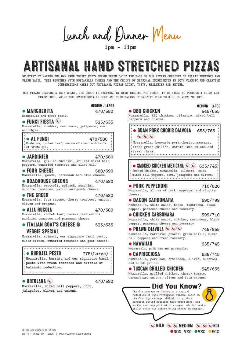 Leão [Roadhouse] Pizzeria Family Restaurant & Bar menu