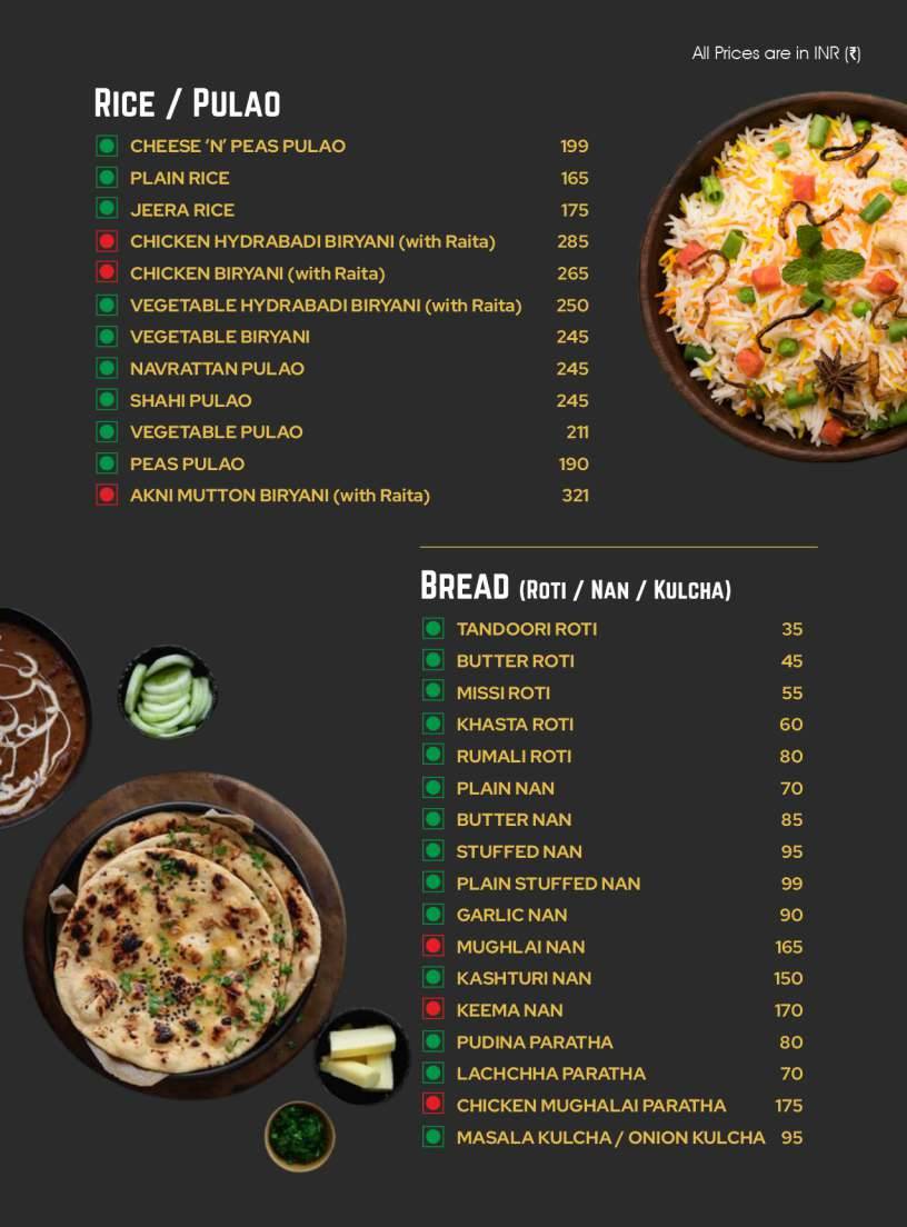 Roti Restaurant menu