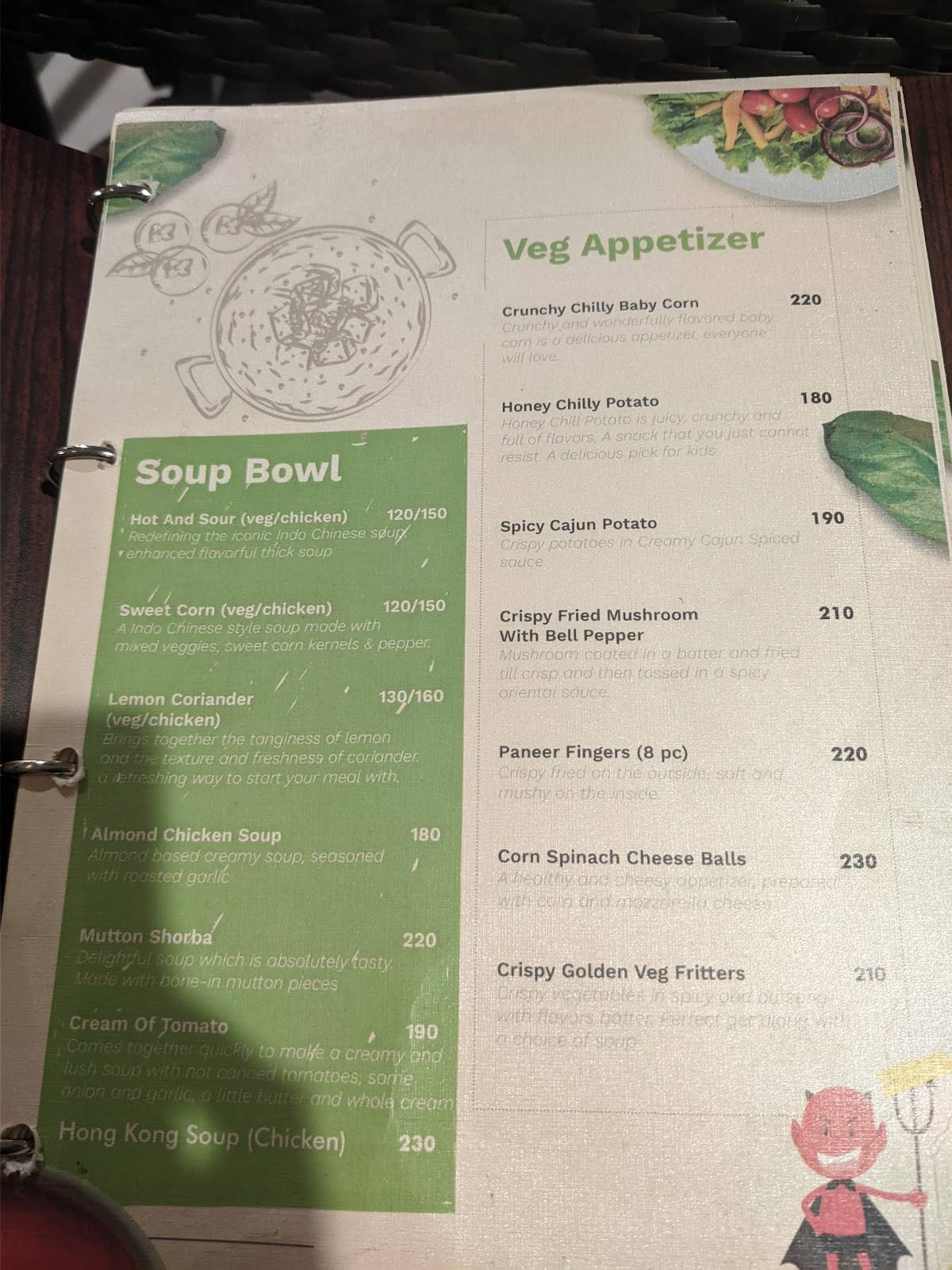 Satan's Hideout Garden Restaurant menu