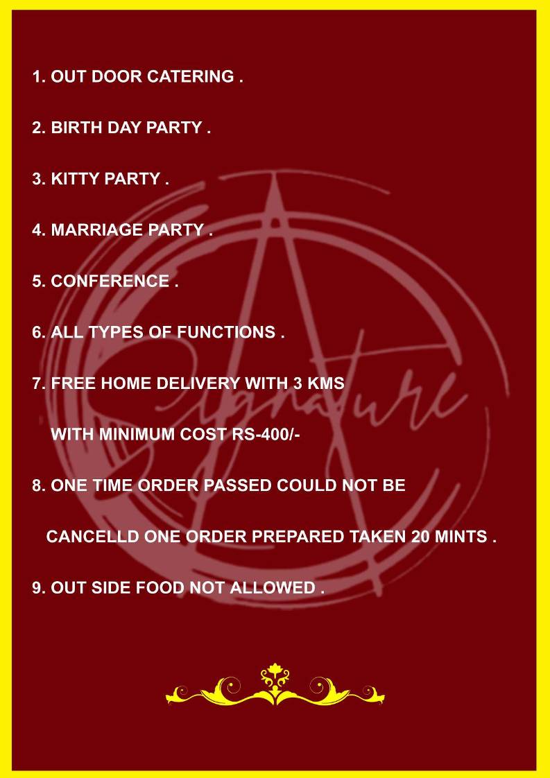 SIGNATURE A/C FAMILY RESTAURANT , NAYAGARH menu