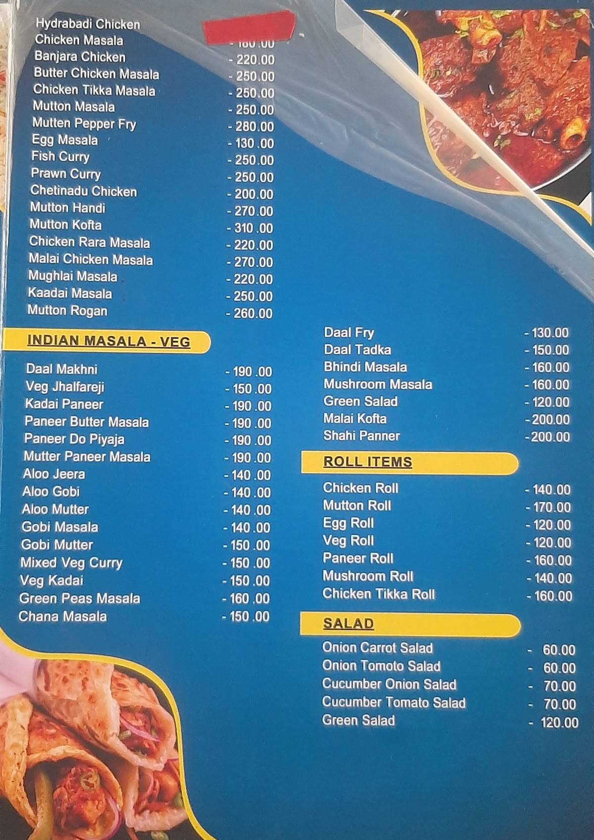 Saabra North Indian Food menu
