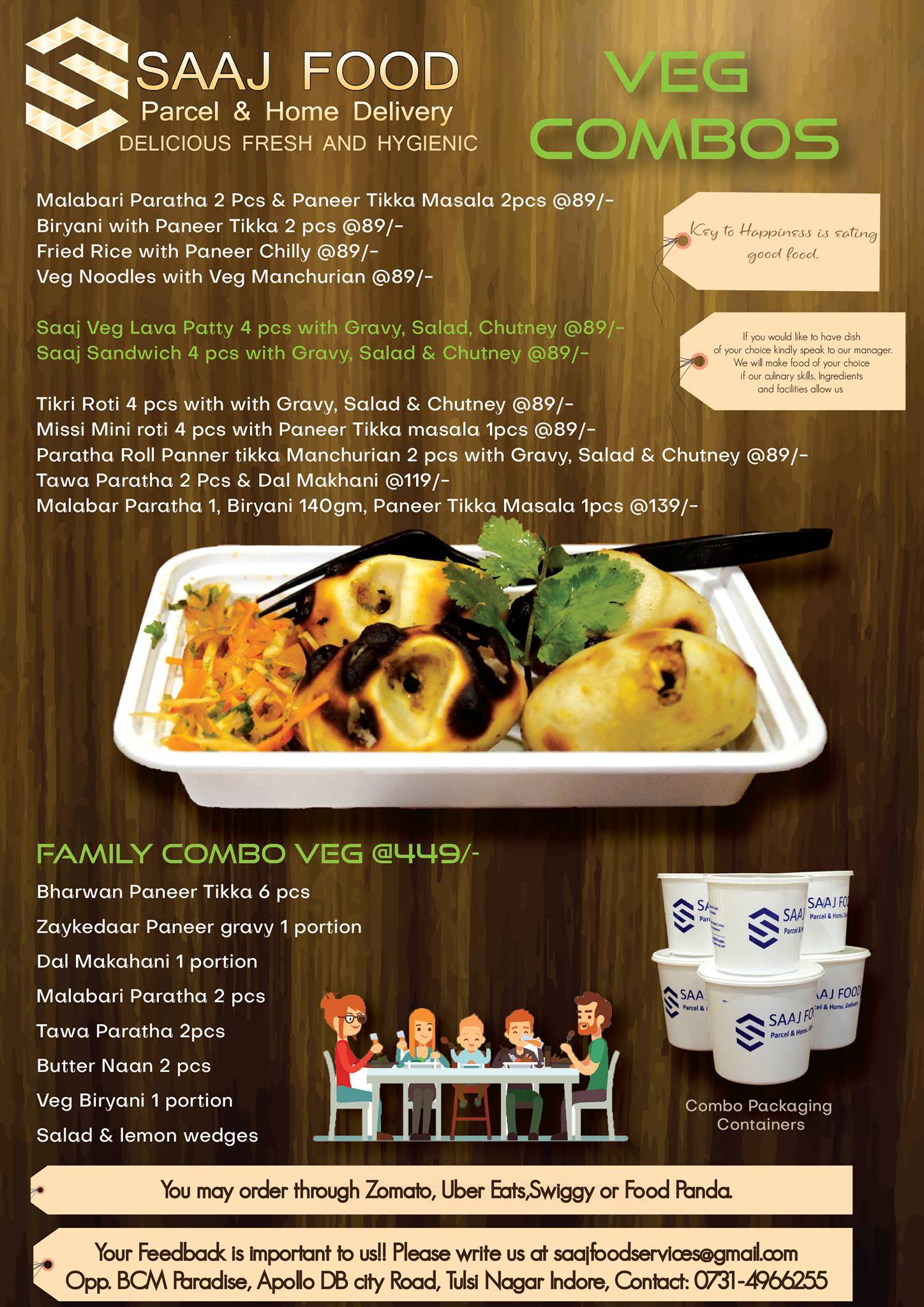 Saaj Food menu