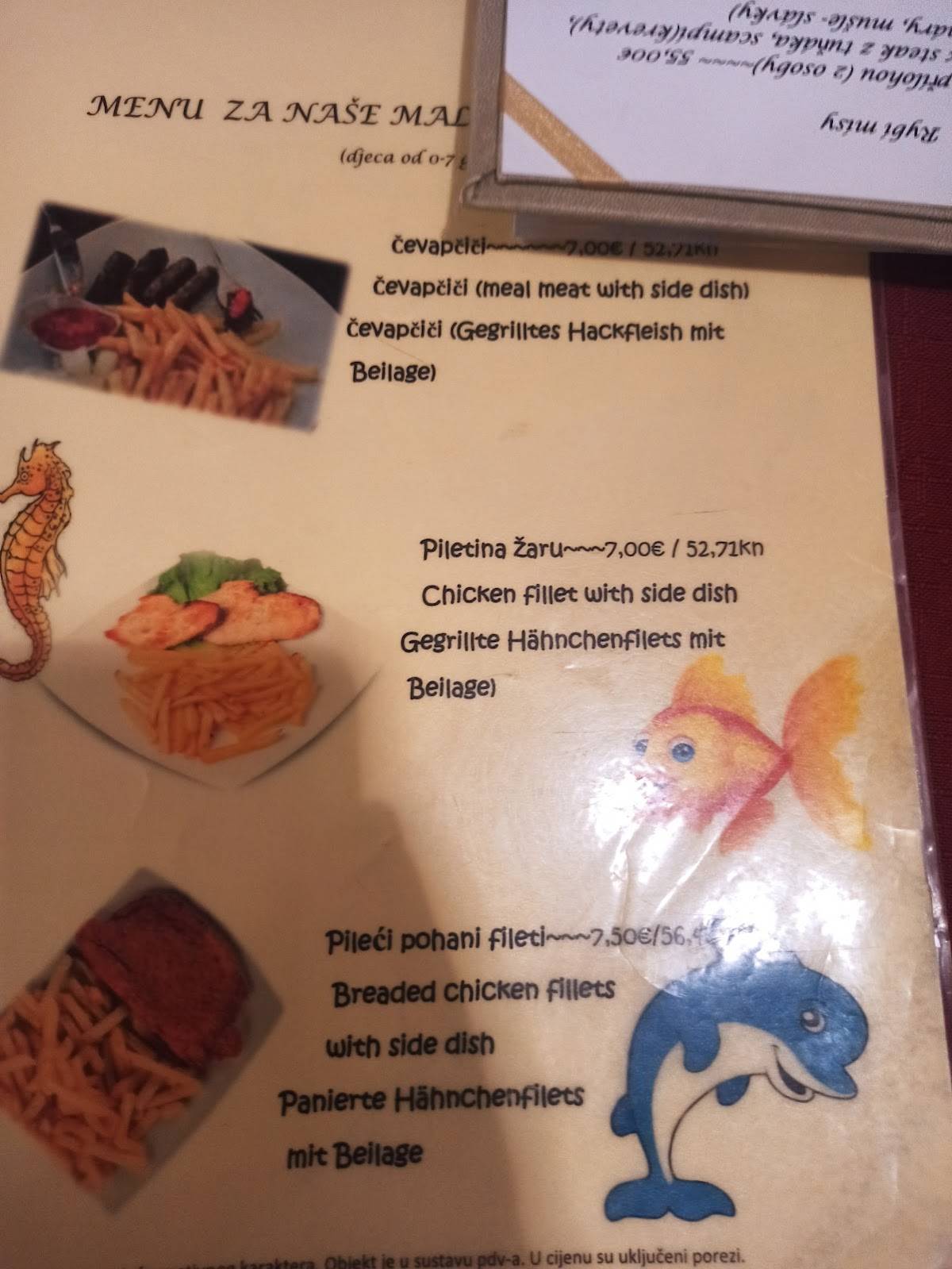 Menu de Restaurant Sagita