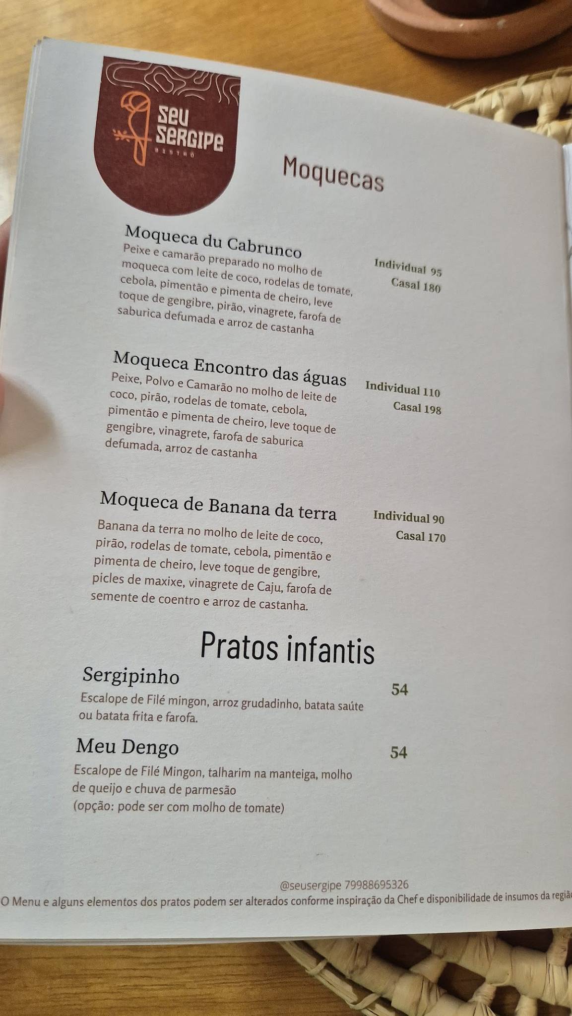 Seu Sergipe cardápio