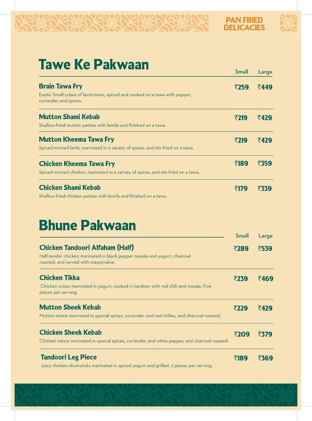 Sharief Bhai Biryani Tumkur menu