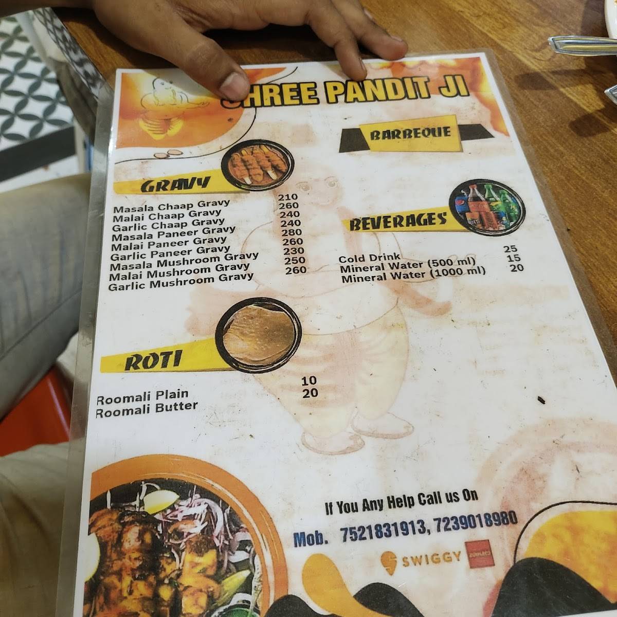 Shree pandit ji foods menu