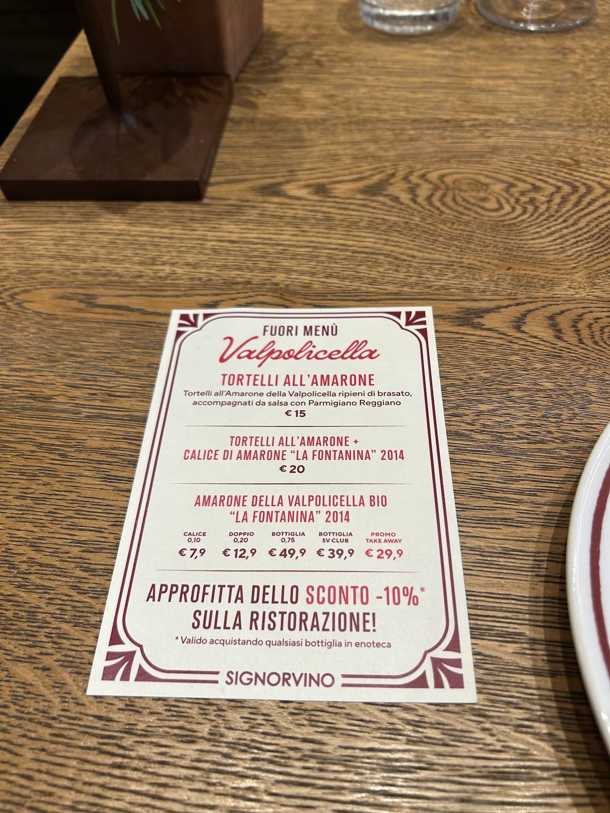 Menu di Signorvino Fidenza 