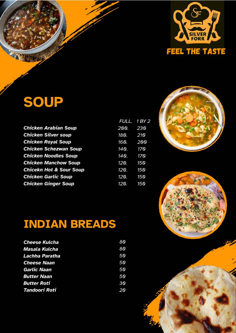 Silver Fork Restaurant menu