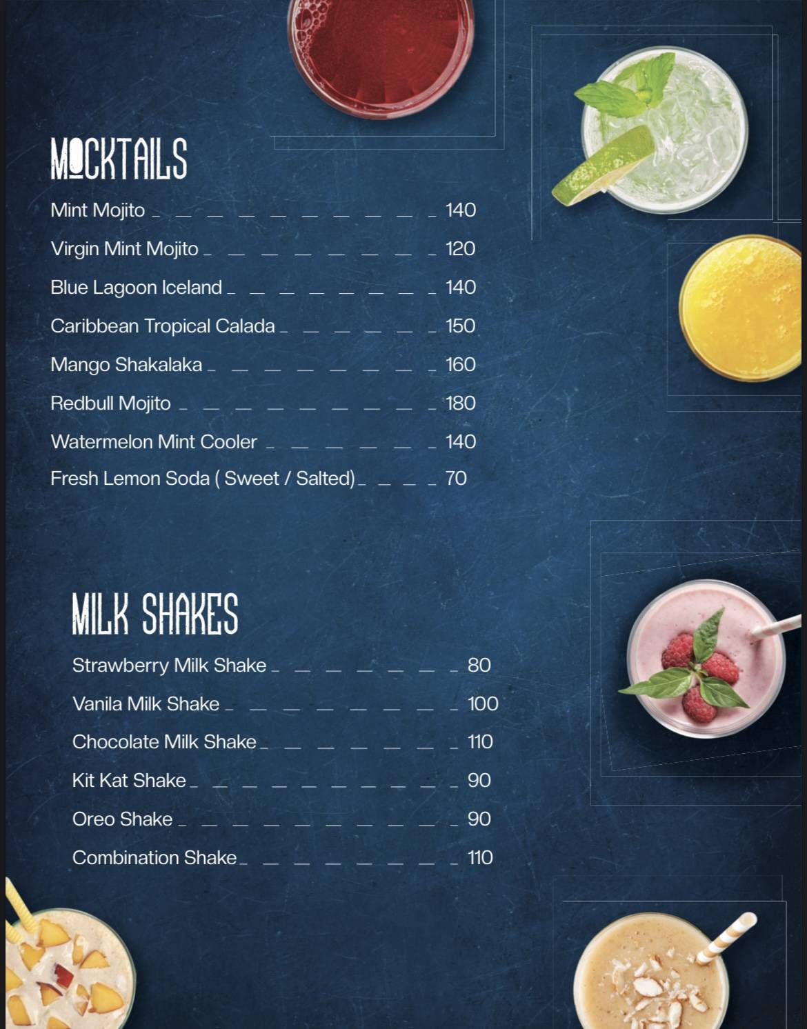 Sky Rooftop Cafe & Restaurant menu