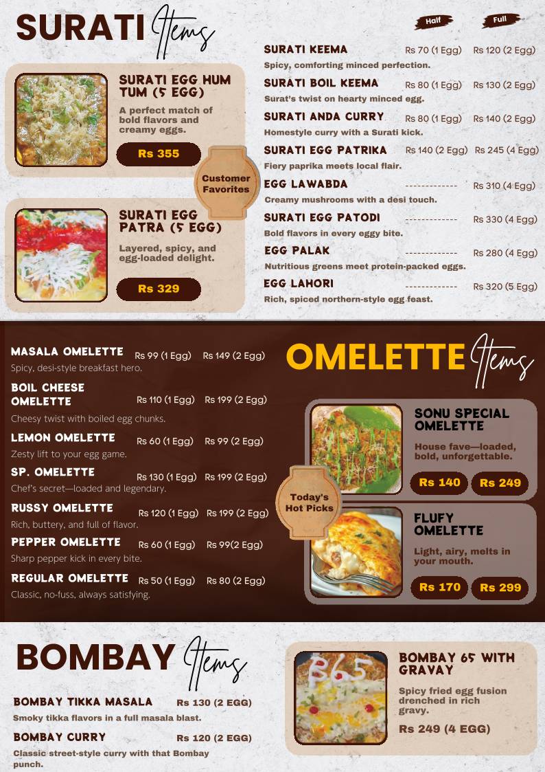 Sonu Egg World - Best Egg Restaurant menu