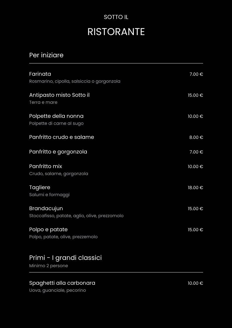 Menu di Sotto Il Albenga 